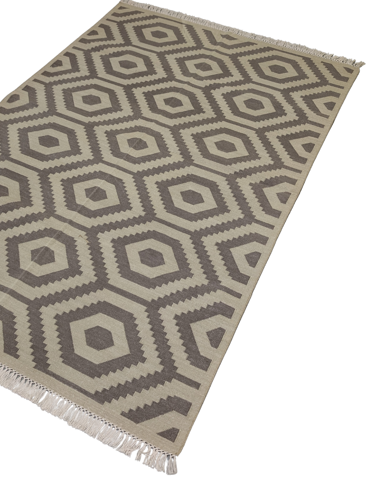 Mystic Grid Flatweave cotton rug styled in a living room interior