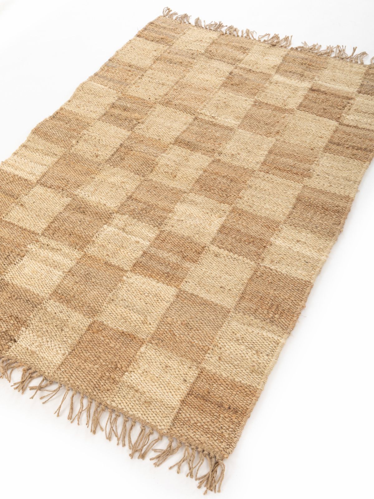 Natural Checkered Jute Rug - additional product view showing the jute rug