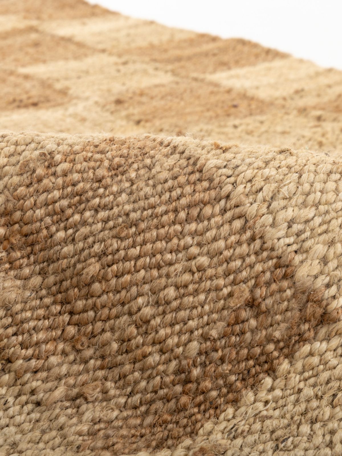 Natural Checkered Jute Rug detail of the geometric pattern in jute