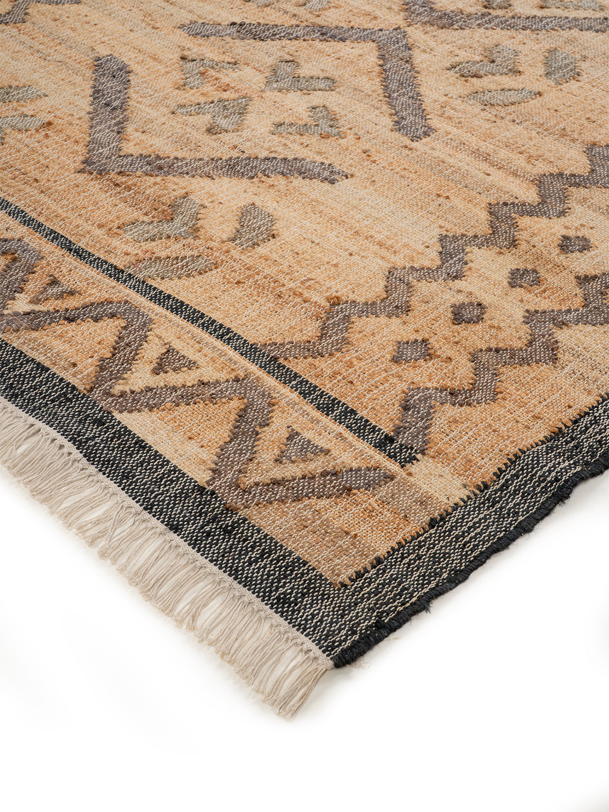 Natural Diamond Check Jute Rug close-up showing the jute weave and geometric motif