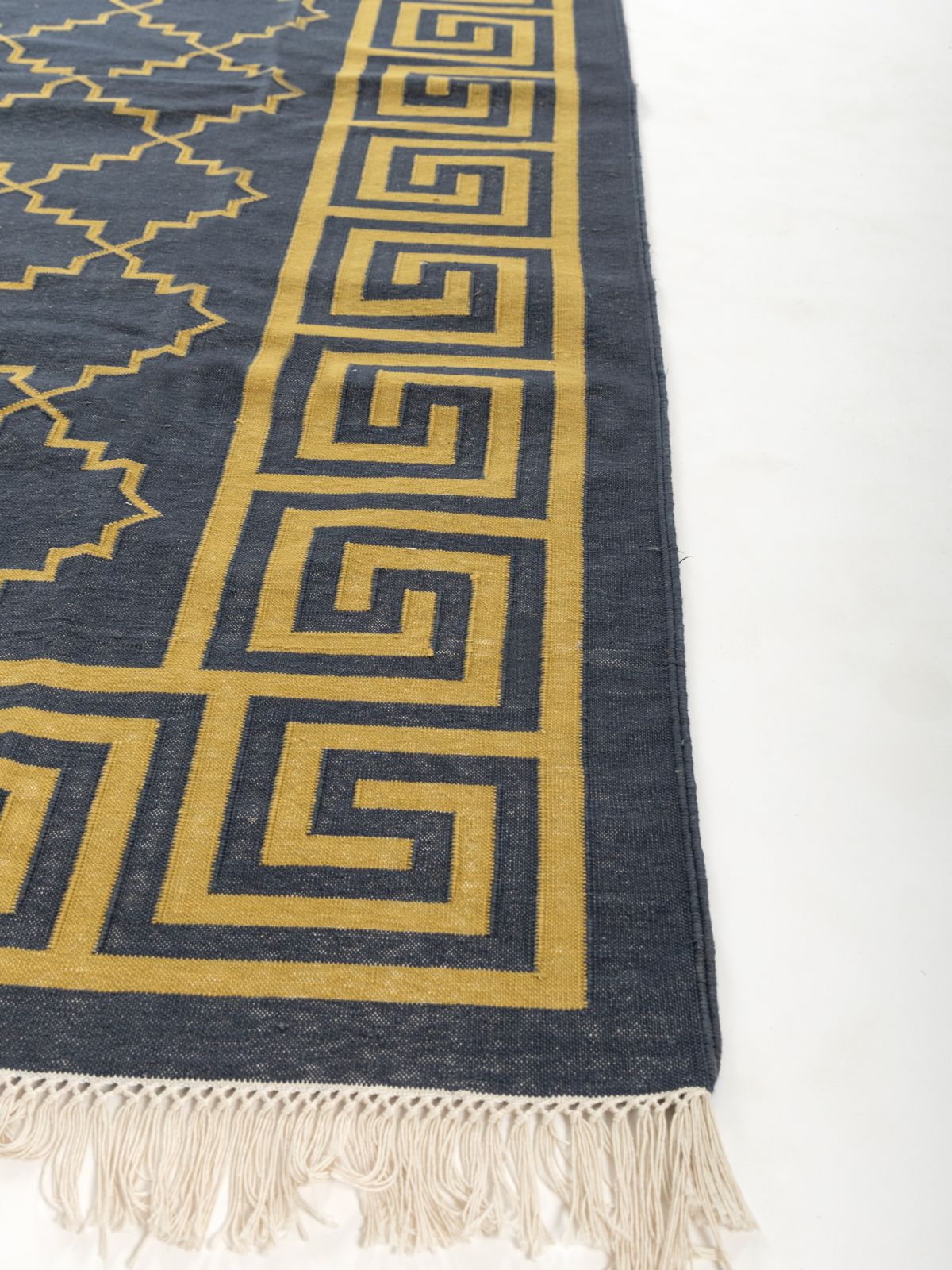 Nautical Jali Flatweave rug - texture detail showing cotton surface