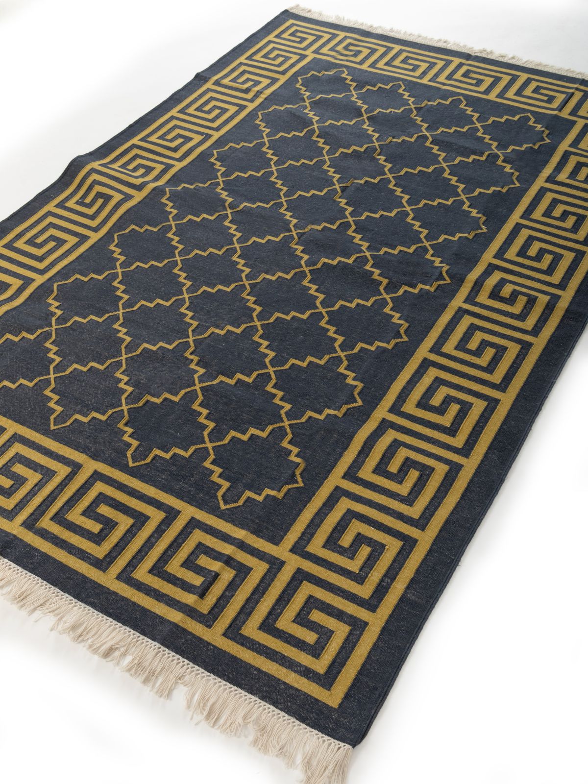 Nautical Jali Flatweave rug - texture detail showing cotton surface