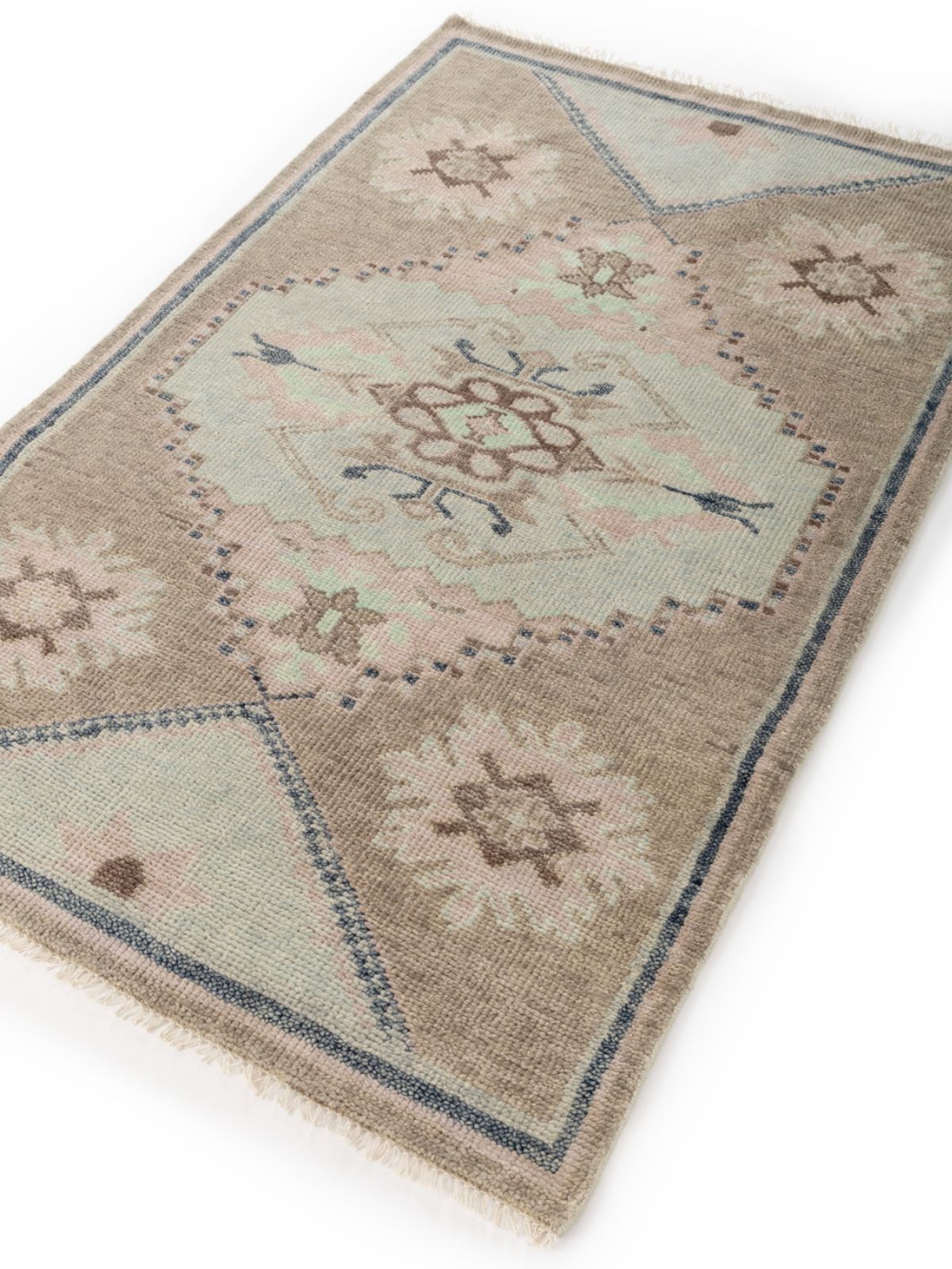 Navy Haven Turkish Hand-Knotted Rug - additional product view showing the nz wool rug