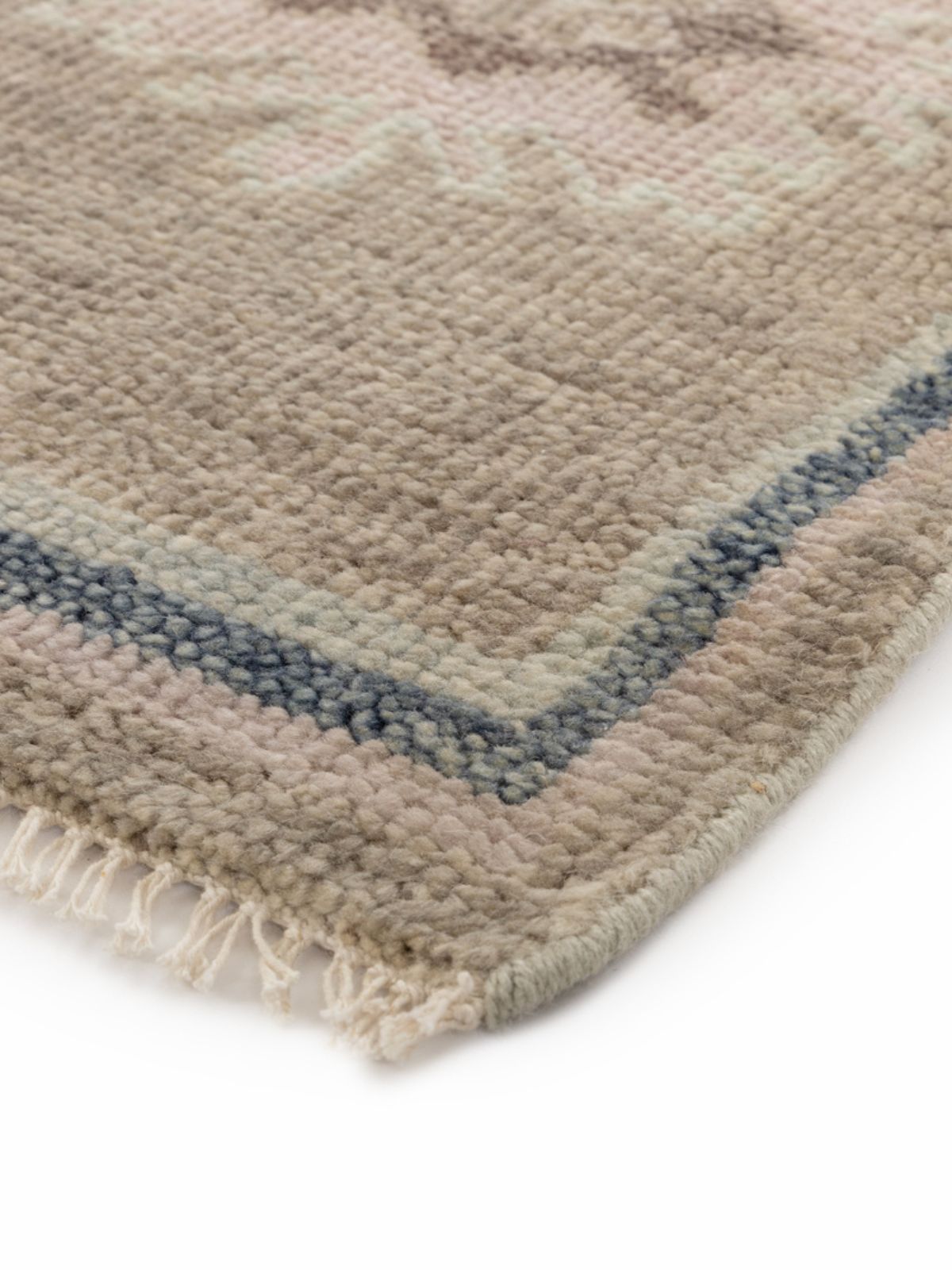 Navy Haven Turkish Hand-Knotted Rug close-up showing the nz wool weave and traditional motif
