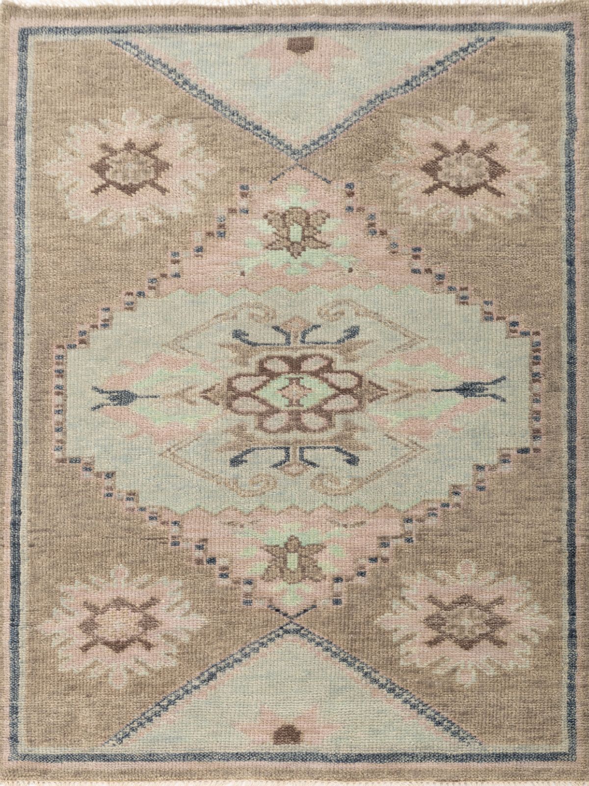 Navy Haven Turkish Hand-Knotted Rug nz wool rug in multicoloured tones