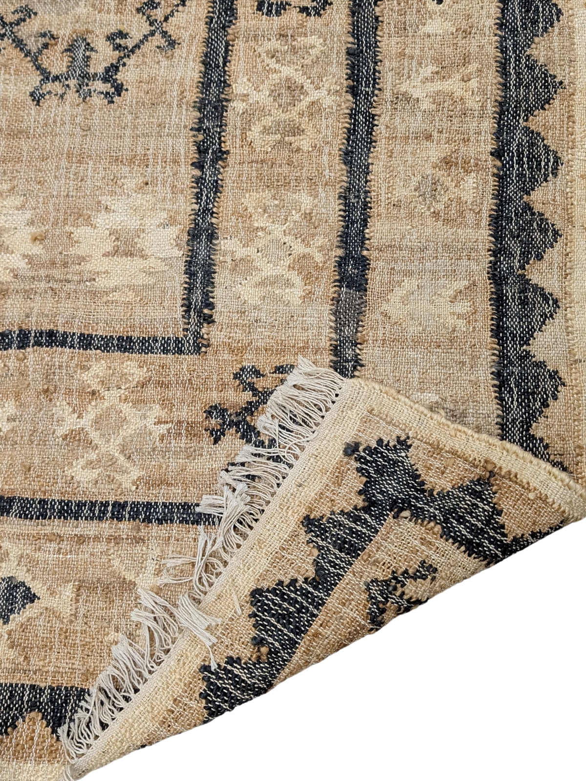 Nomadic Legacy Flatweave Rug detail of the traditional motif in cotton