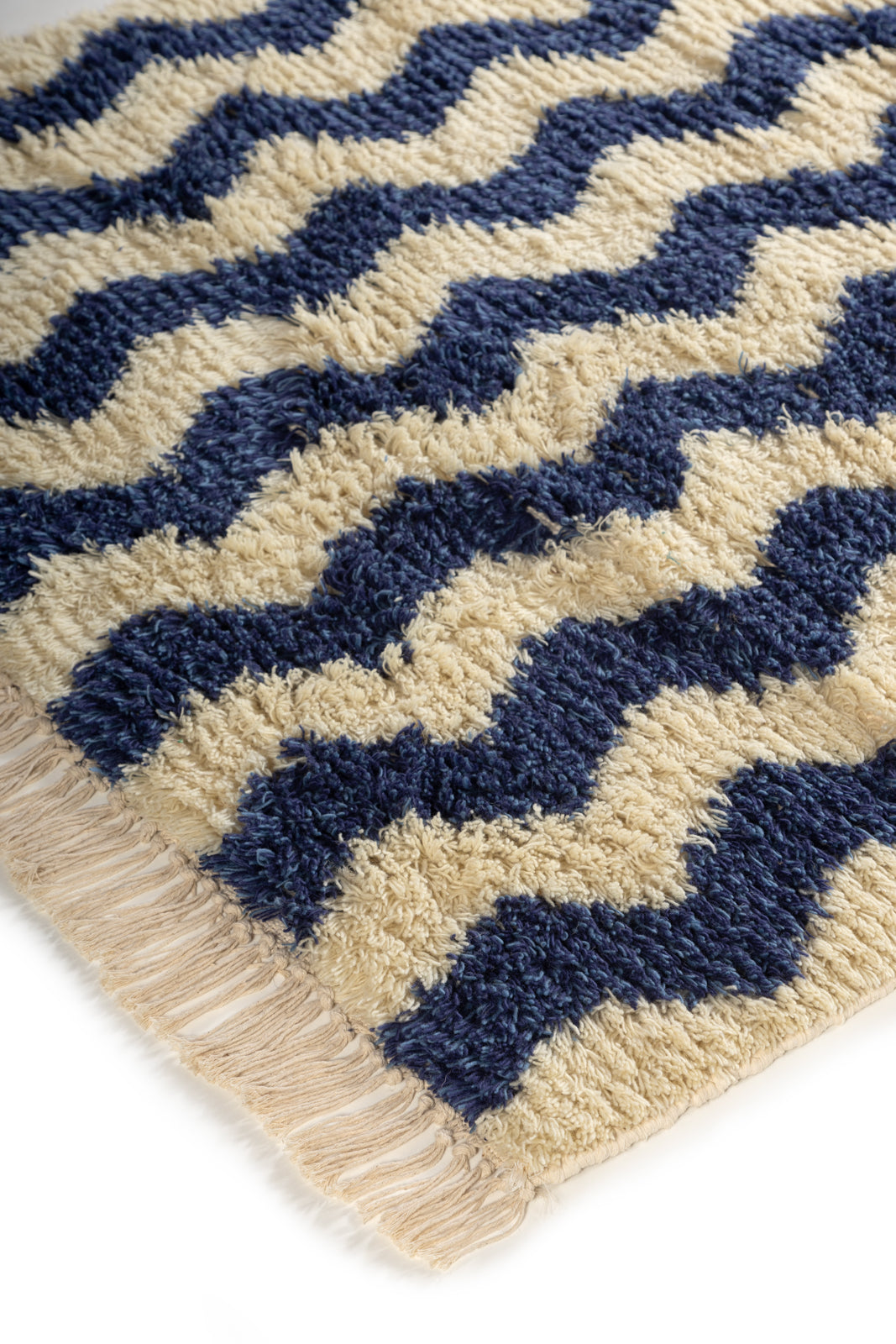 Ocean Drift Wool Rug close-up showing the wool weave and striped pattern