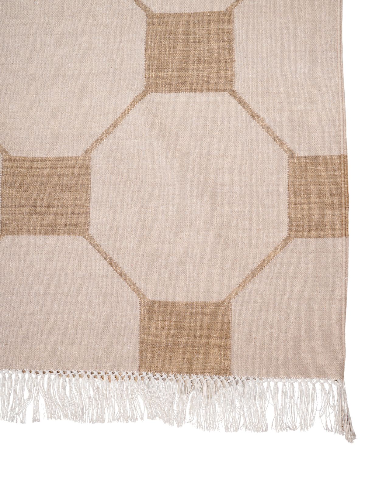 Octagonal Tapestry Wool Rug-beig-additional product view showing the  rug