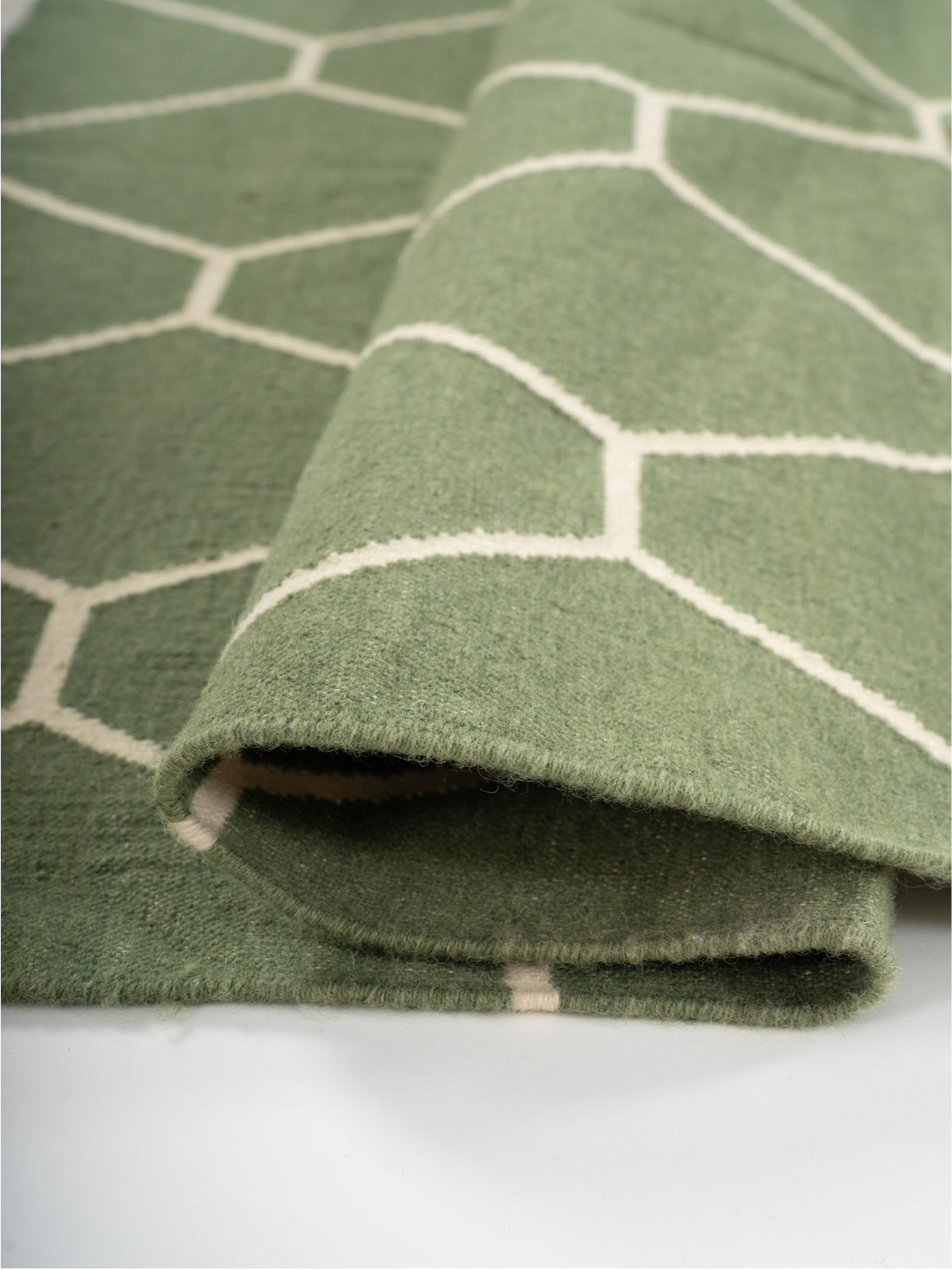 Olive Vine Dhurrie rug - additional product view showing the cotton rug