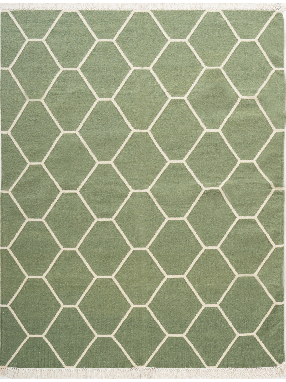 Olive Vine Dhurrie rug cotton rug in green tones