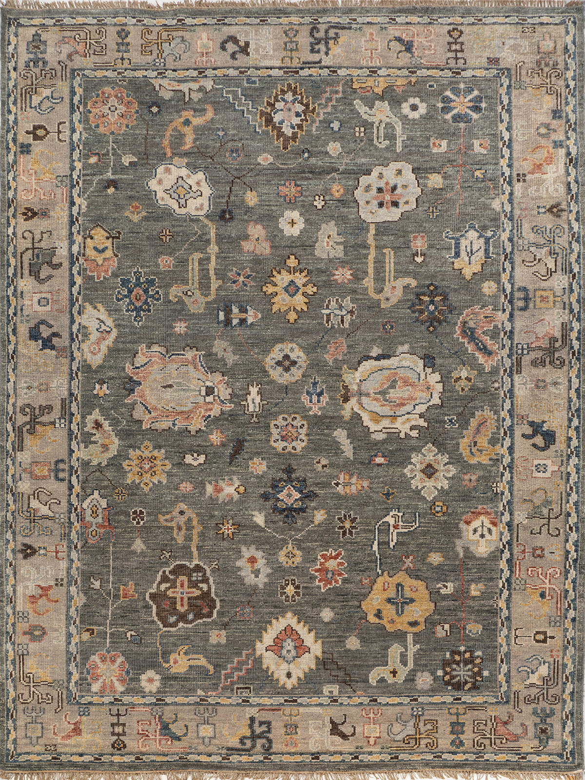 Orion Medallion Wool Rug handspun wool rug in brown tones