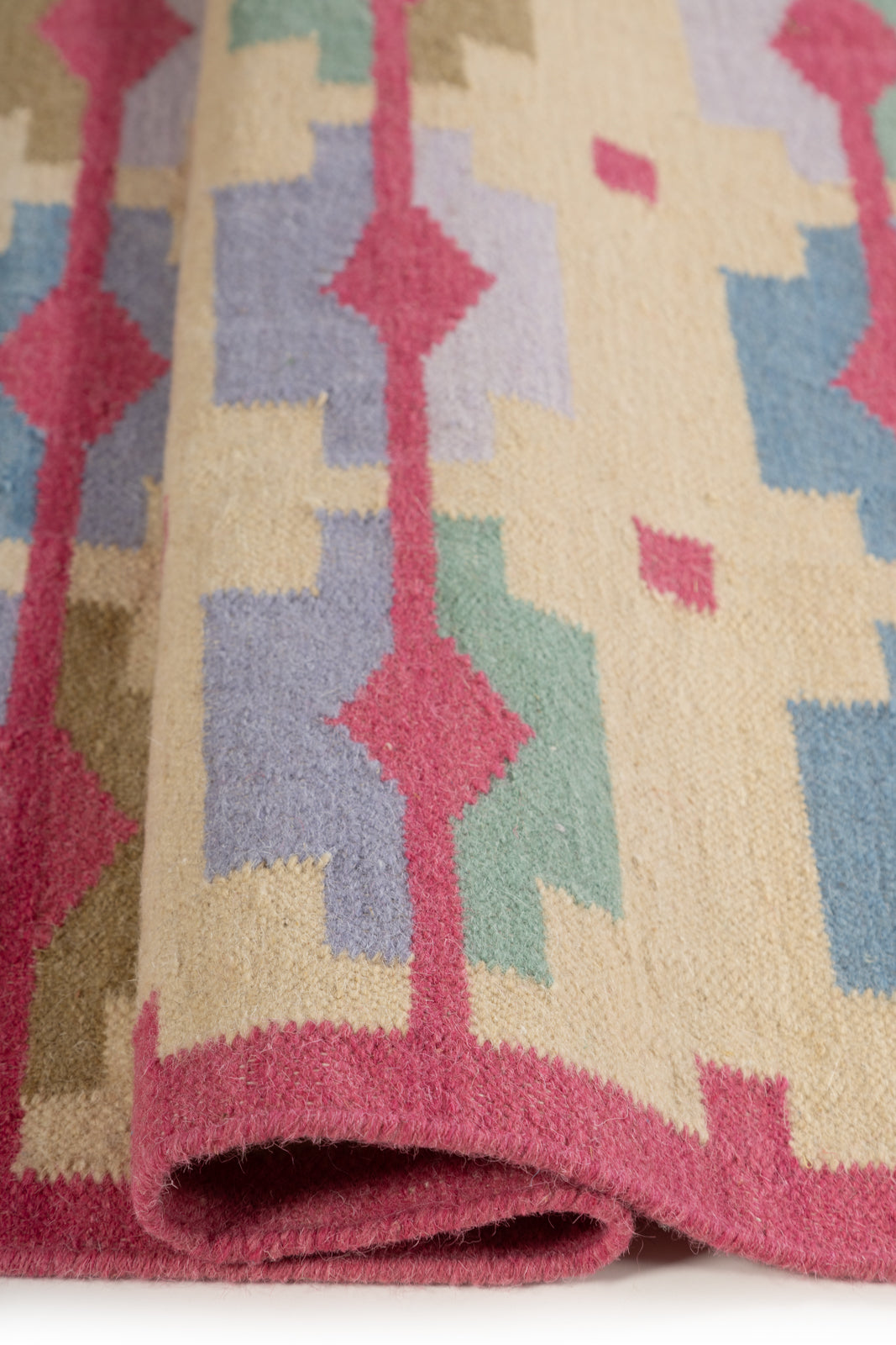 Pastel Horizon Flatweave Rug - texture detail showing wool surface