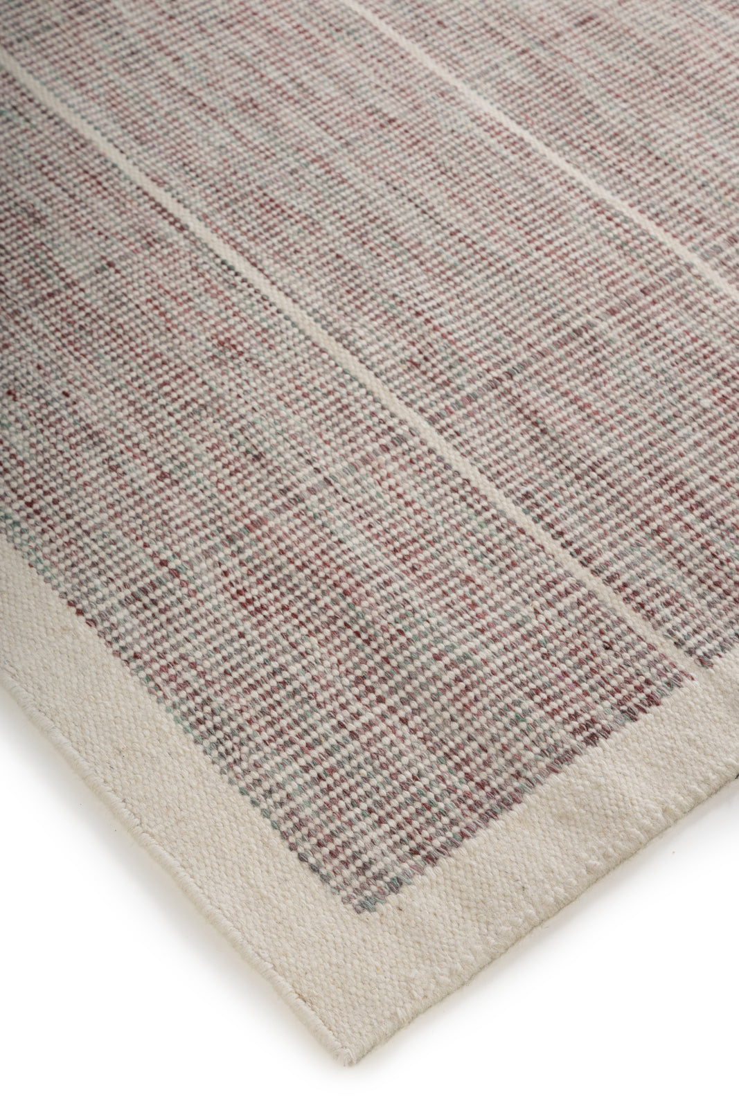 Pemberley Flatweave close-up showing the wool weave and striped pattern