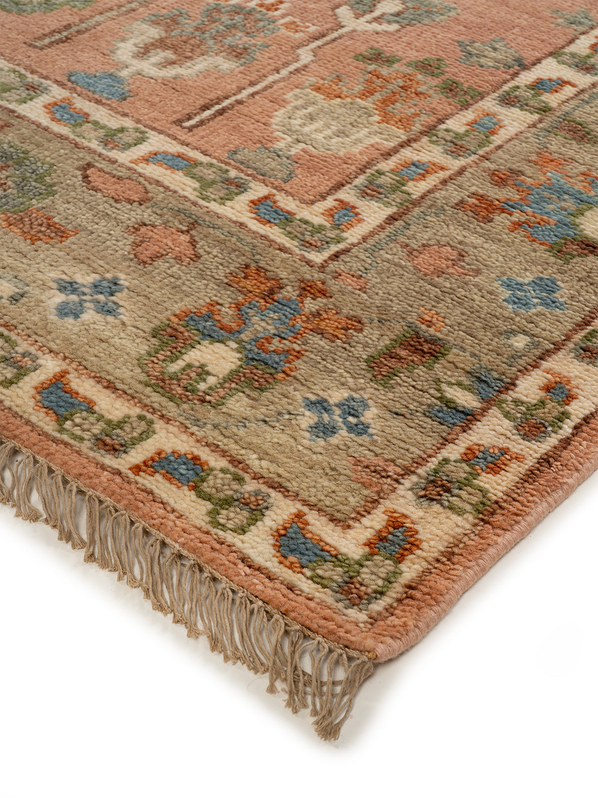 Persian Garden Wool Rug close-up showing the handspun wool pile and floral motif