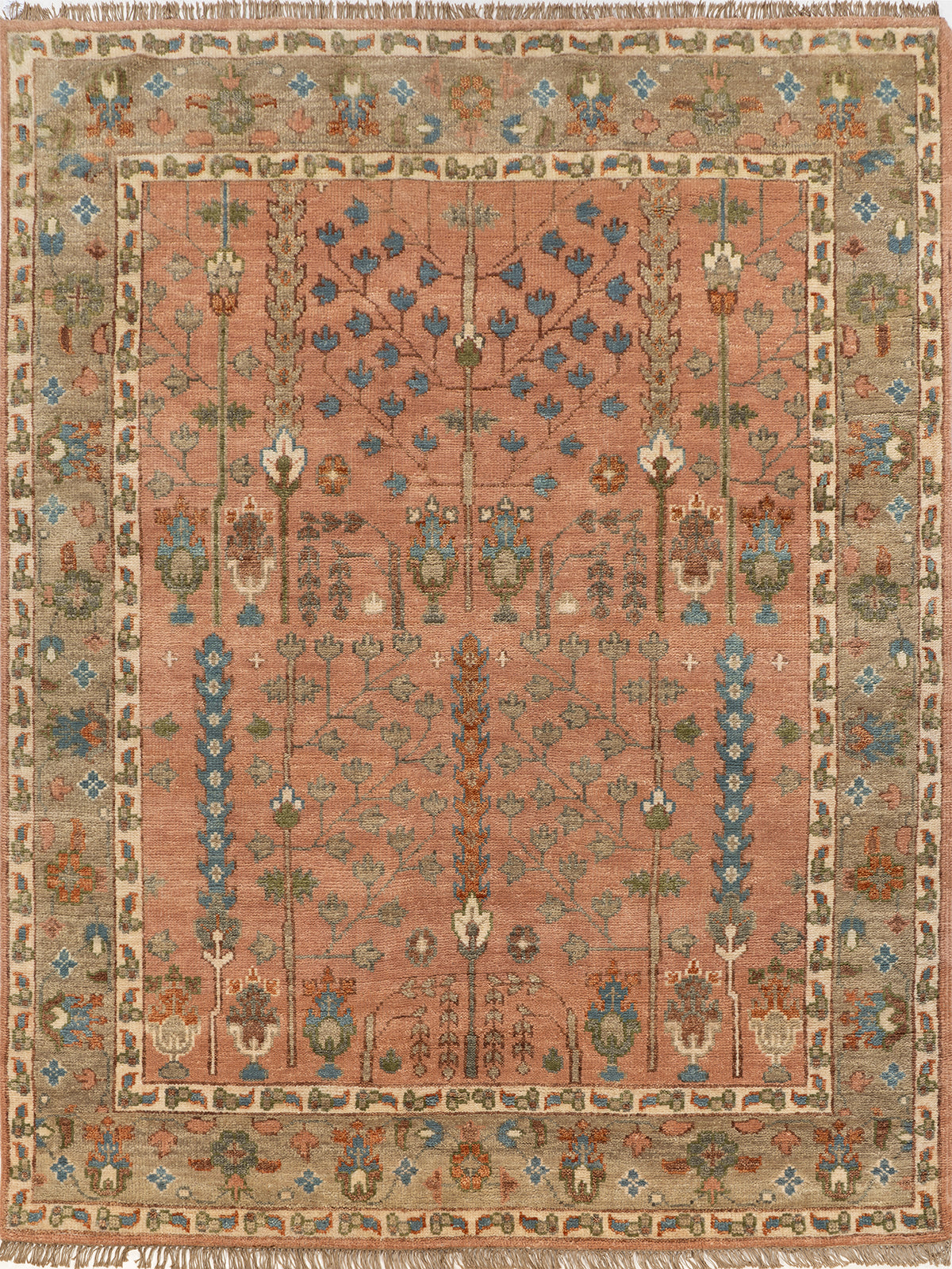 Persian Garden Wool Rug handspun wool rug in multicoloured tones