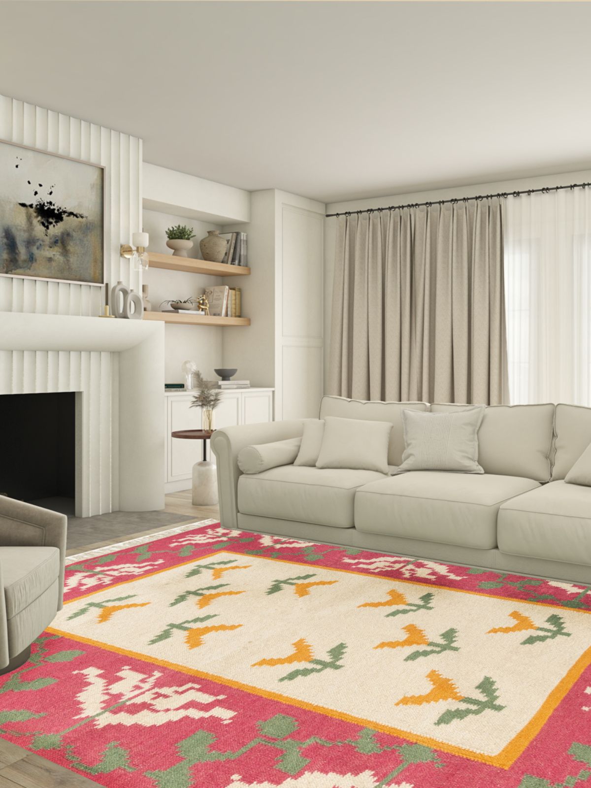 Petal Puzzle Flatweave Rug - texture detail showing cotton surface