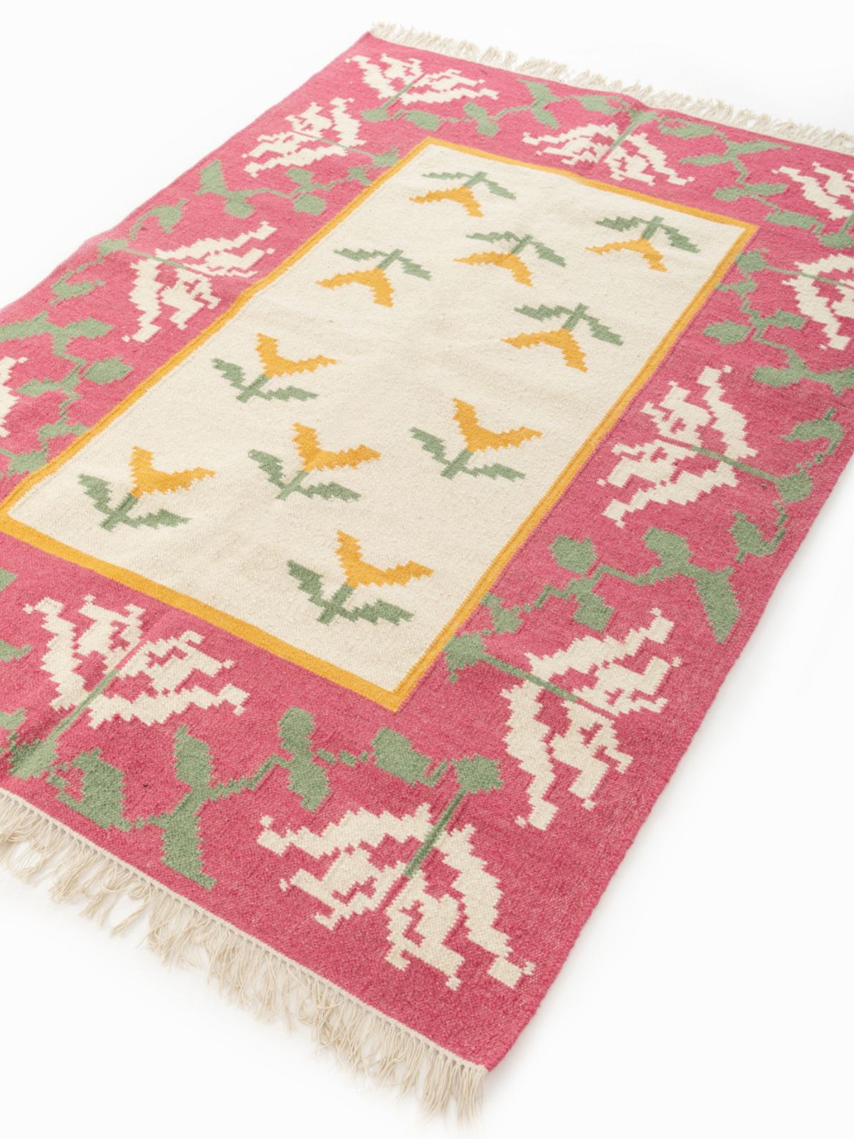 Petal Puzzle Flatweave Rug - texture detail showing cotton surface
