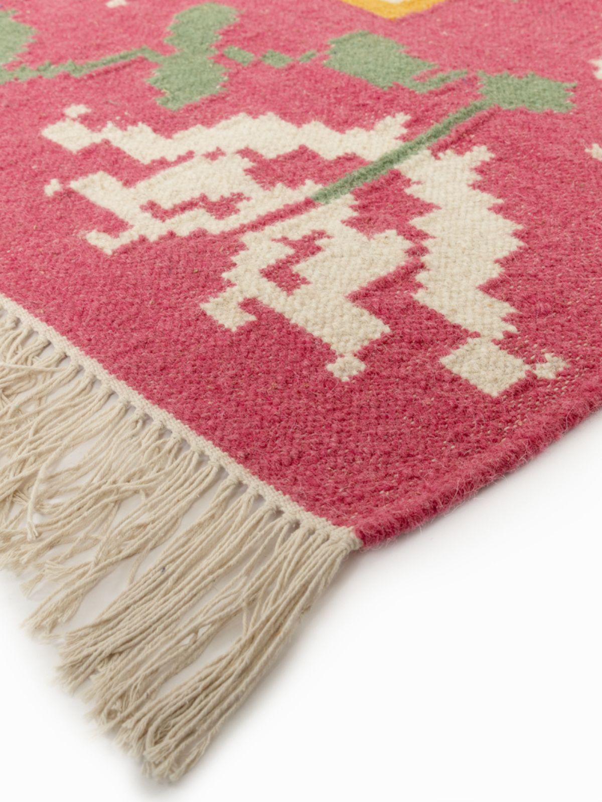 Petal Puzzle Flatweave Rug close-up showing the cotton pile and floral motif