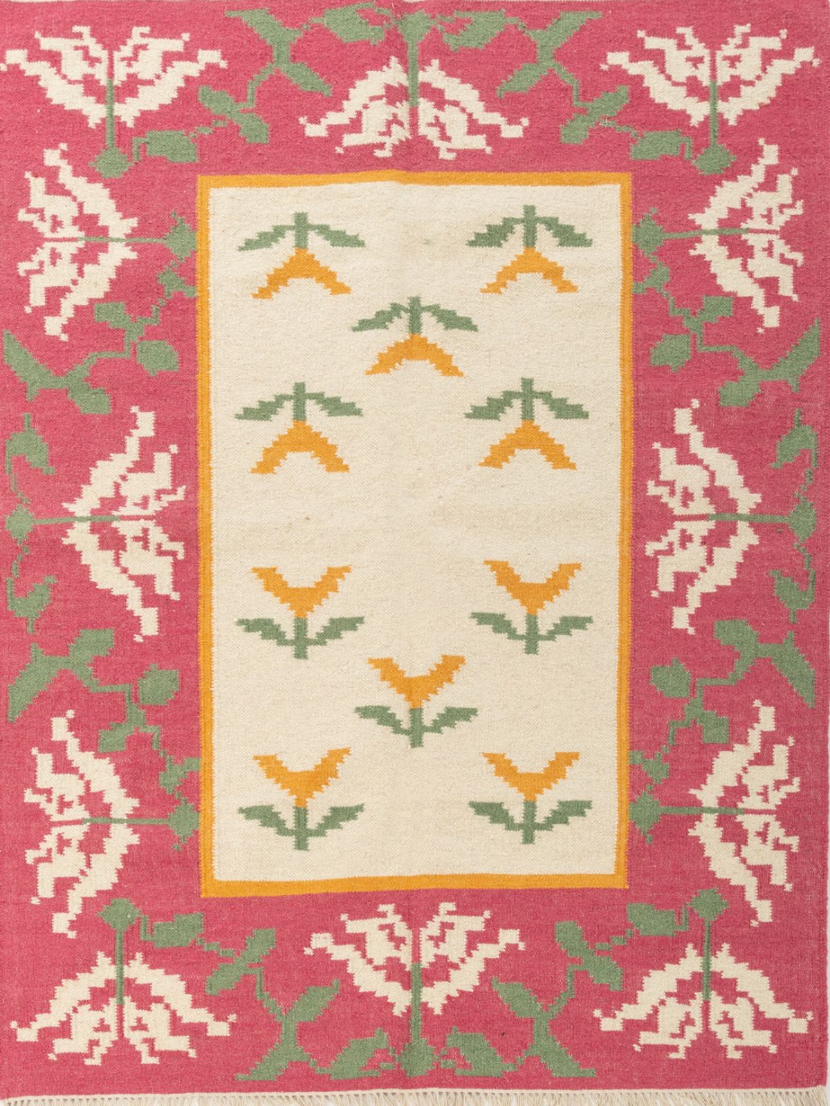 Petal Puzzle Flatweave Rug cotton rug in multicoloured tones