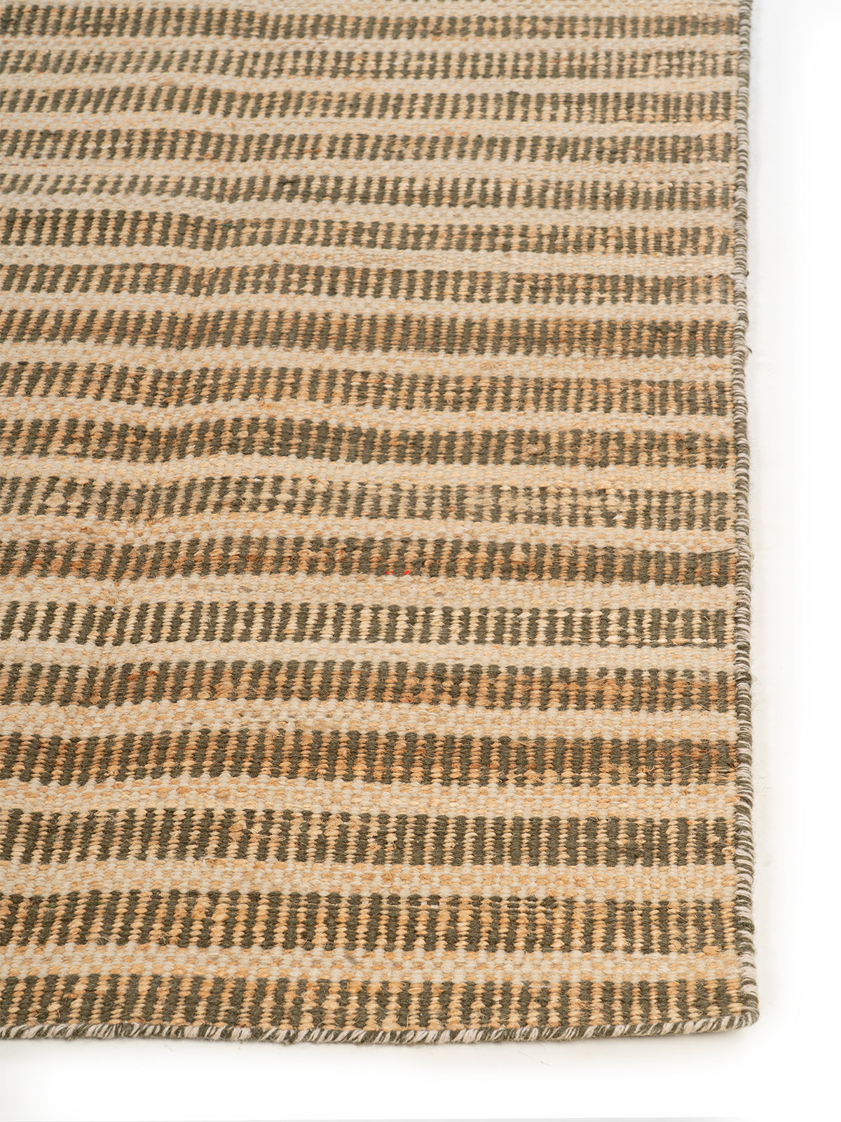 Pinstripe Texture Wool Flatweave wool rug styled in a living room interior