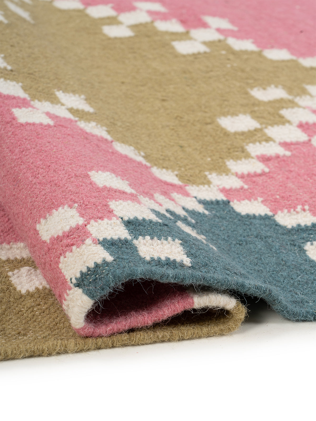 Pixel Diamond Wool Flatweave - texture detail showing wool surface