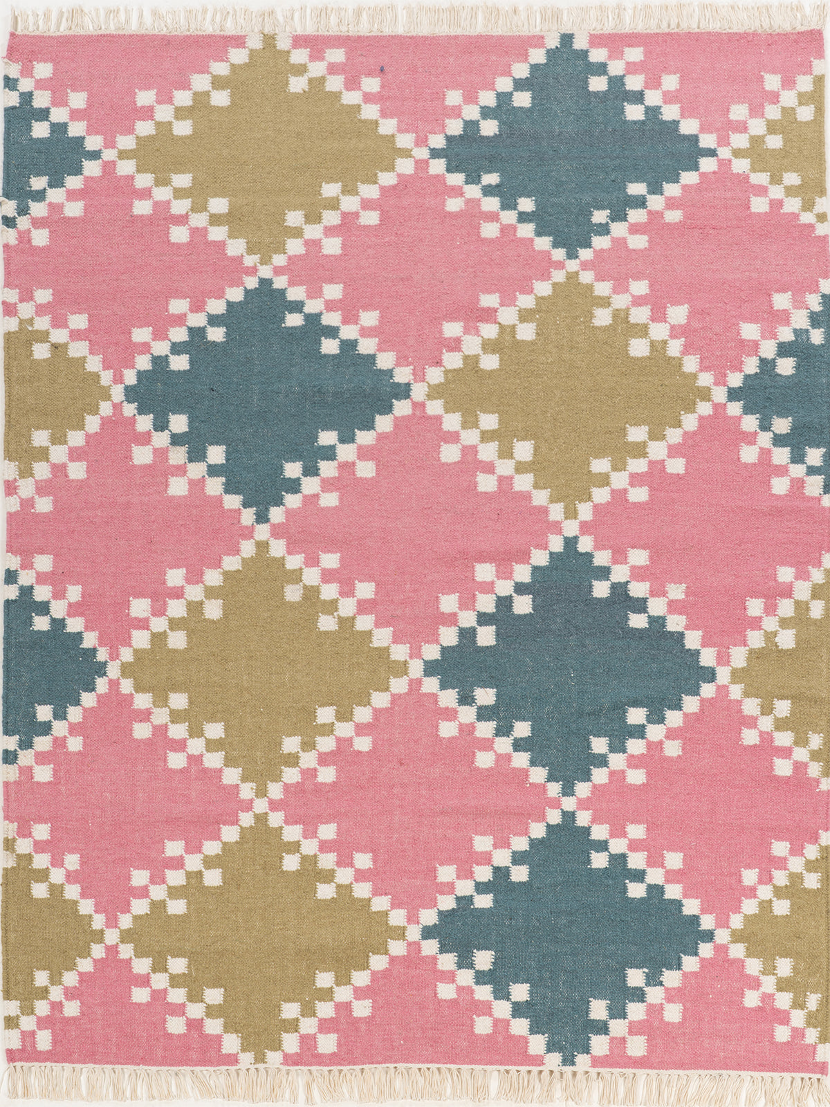 Pixel Diamond Wool Flatweave wool rug in multicoloured tones