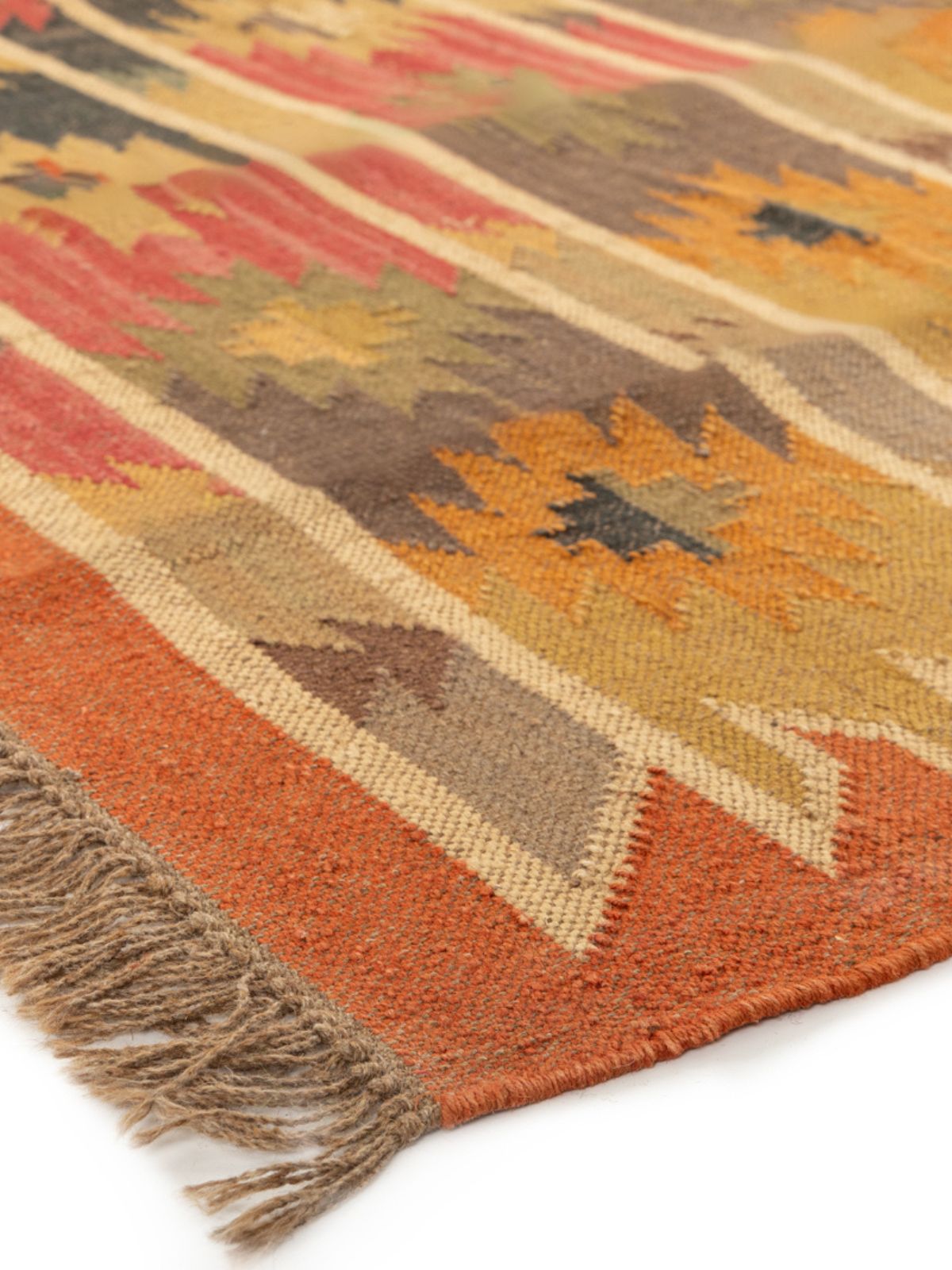 Prism Pinnacle Kilim Rug close-up showing the cotton weave and geometric motif