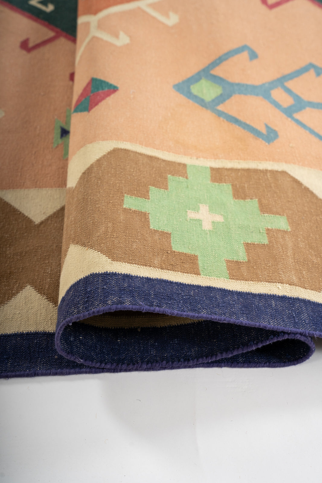 Rann of Kutch Artisan Flatweave Rug - texture detail showing cotton surface