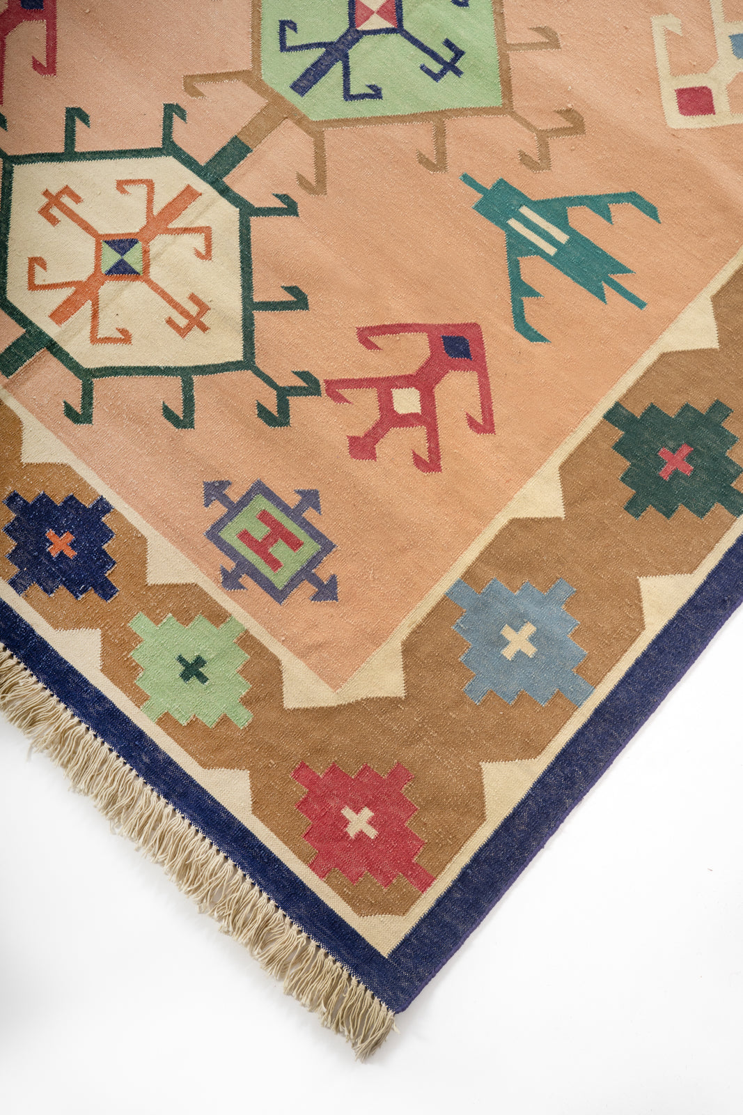 Rann of Kutch Artisan Flatweave Rug close-up showing the cotton weave and traditional motif