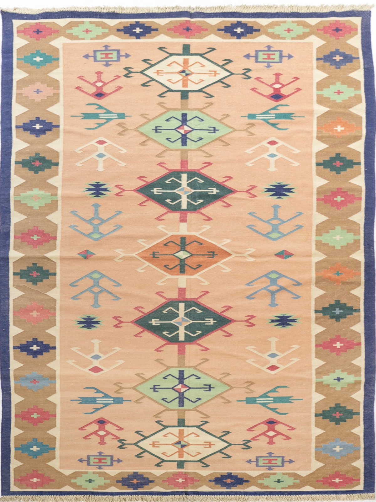 Rann of Kutch Artisan Flatweave Rug cotton rug in multicoloured tones
