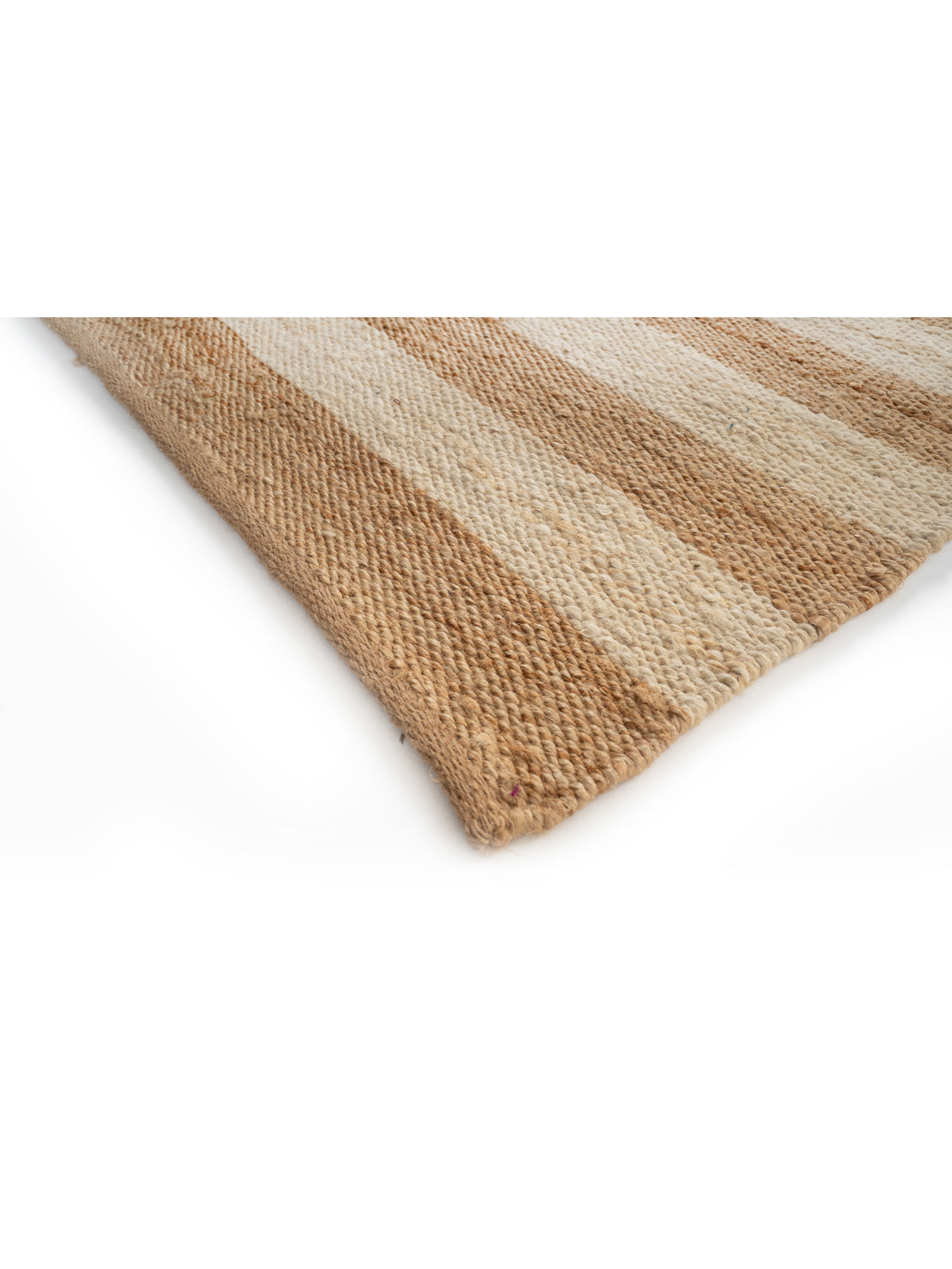 Rasht striped Hemp rug close-up showing the hemp weave and striped pattern