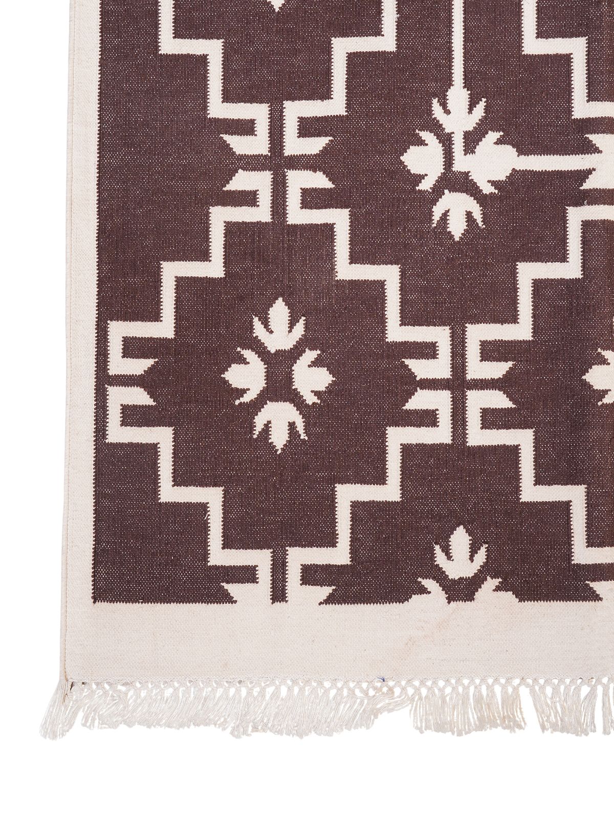 Regal Mocha Flatweave Rug close-up showing the cotton weave and surface texture