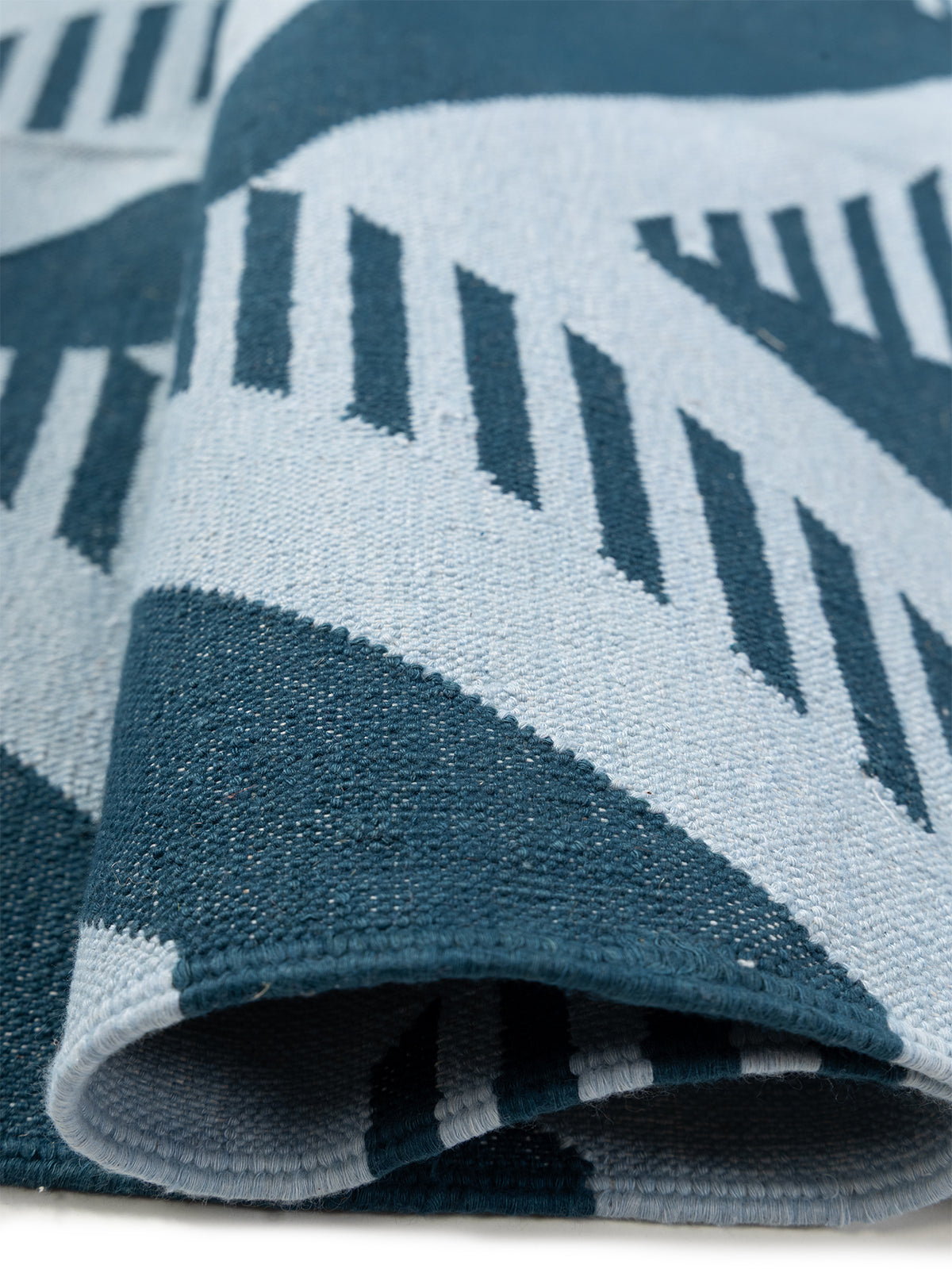 Ridgeway Chevron Rug-Blue - additional product view showing the cotton rug