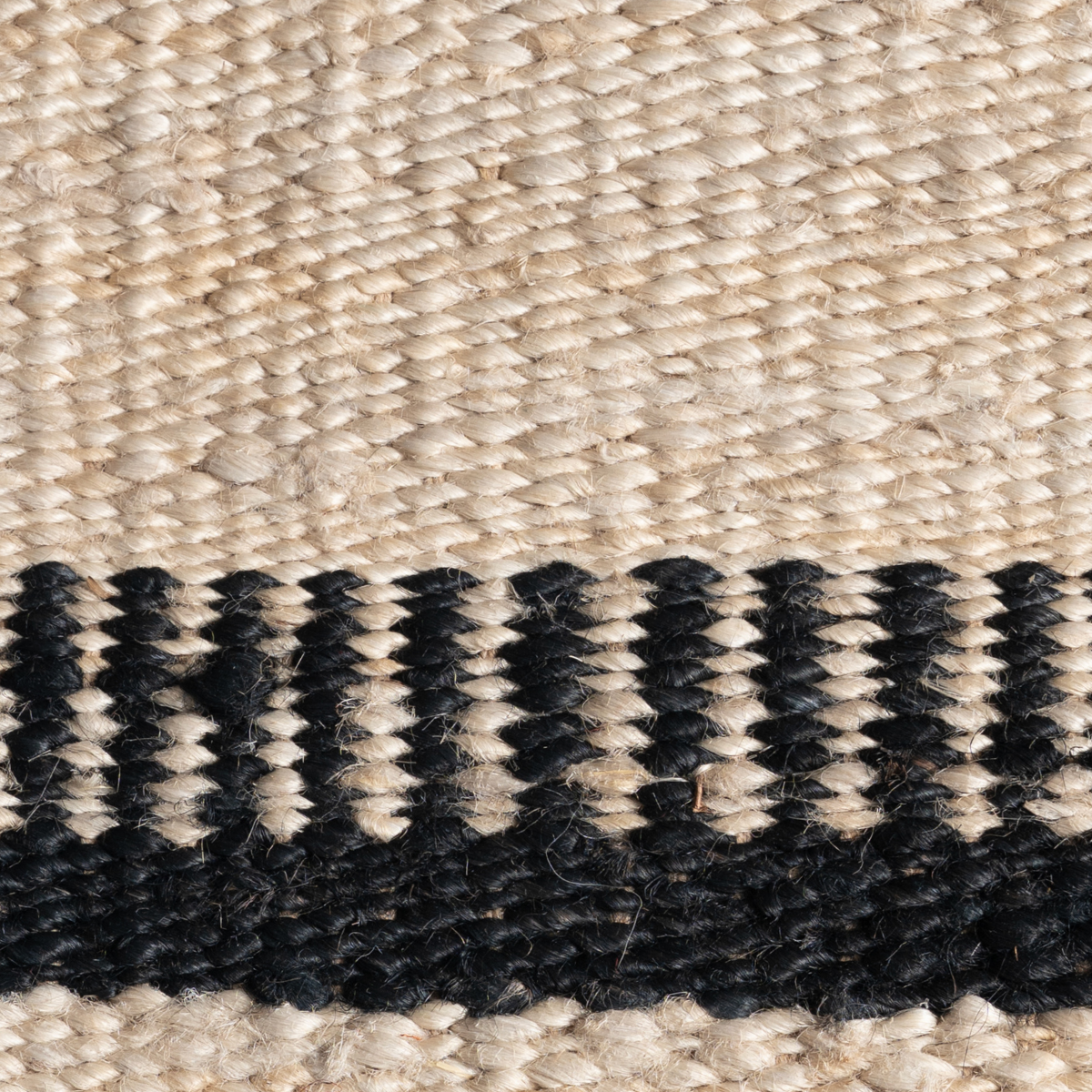 Root & Ridge : Strata Bed close-up showing the jute weave and striped pattern