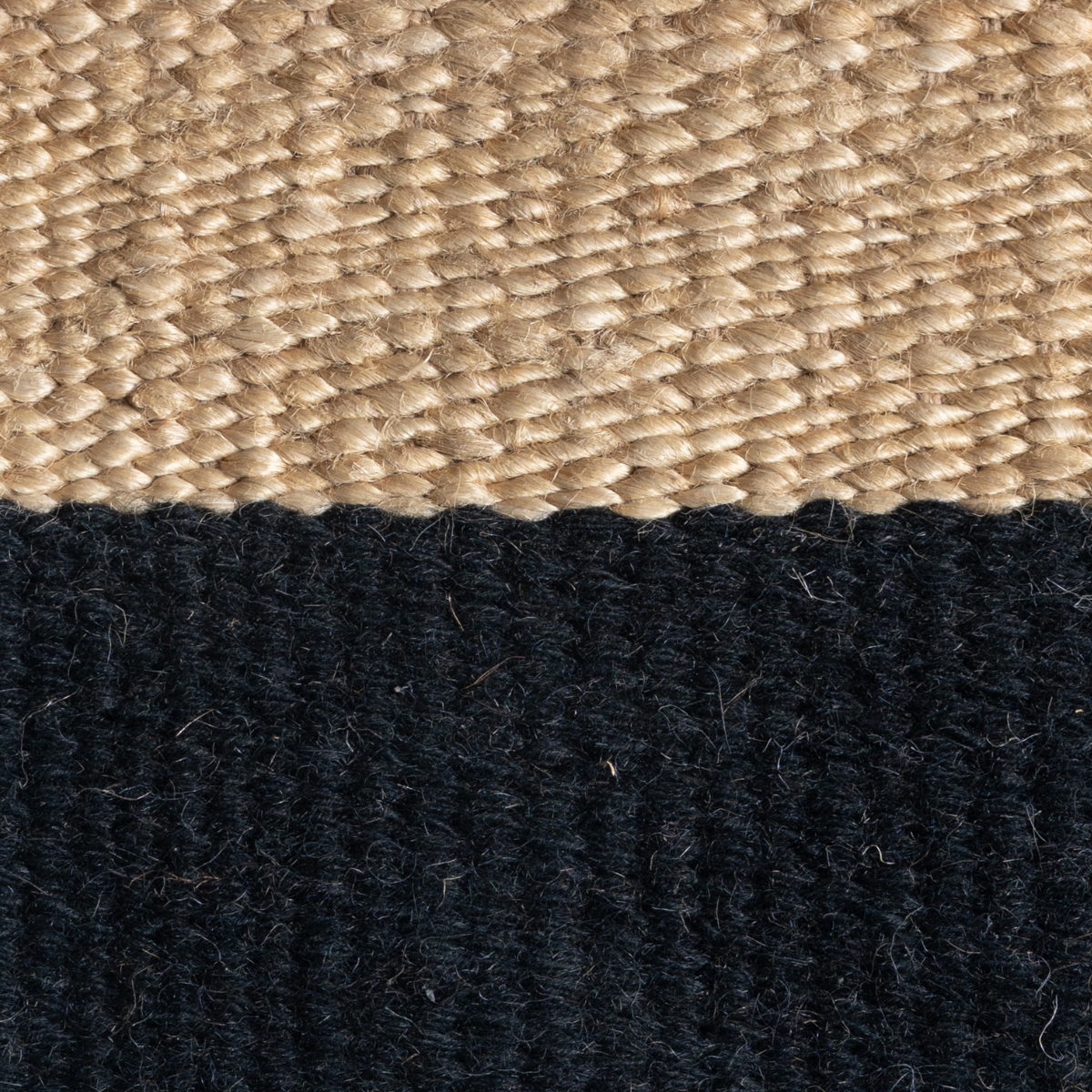 Root & Ridge : Tilled Soil close-up showing the jute-wool weave and geometric motif