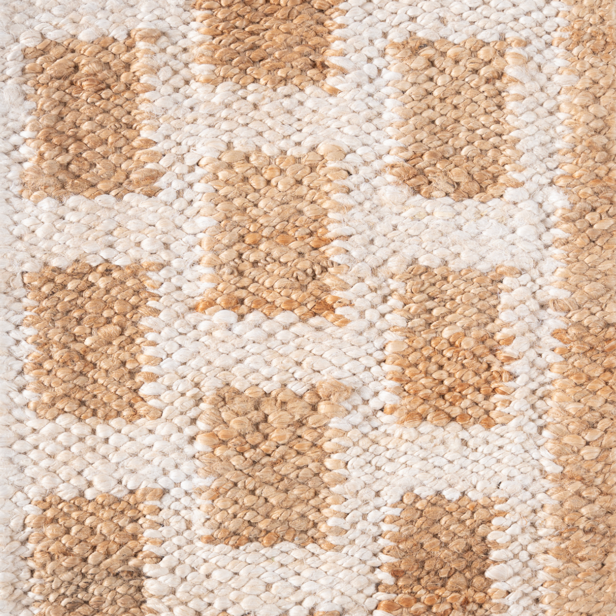 Root & Ridge : White Block jute rug in neutral tones