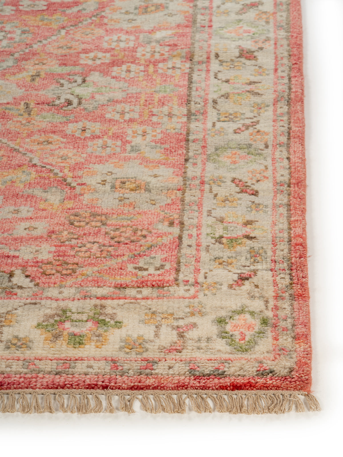 Rose Haven Wool Rug handspun wool rug styled in a living room interior