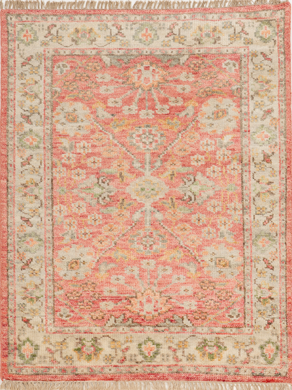 Rose Haven Wool Rug handspun wool rug in pink tones
