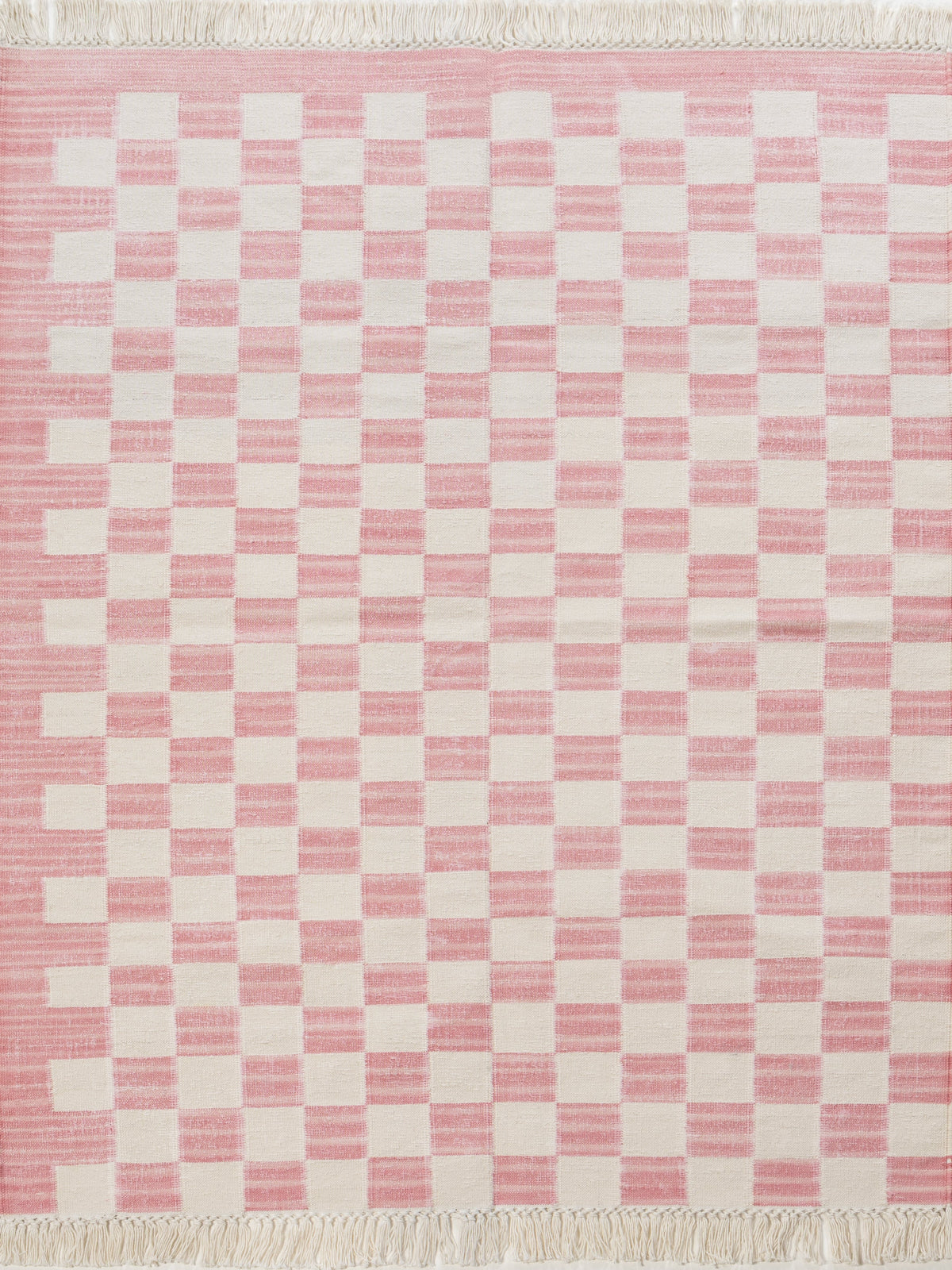 Rosewood Checkered Rug cotton rug in red tones