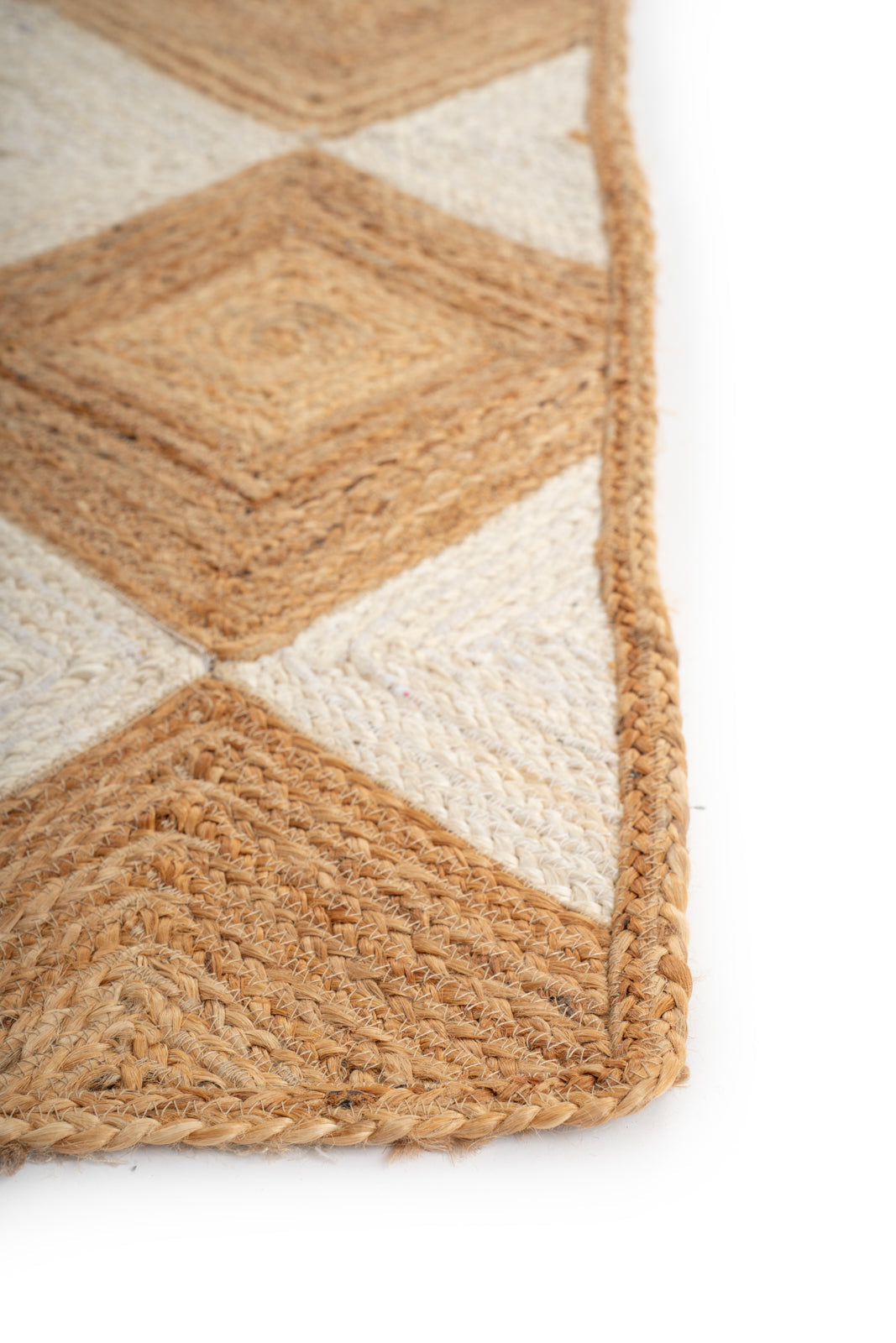 Rosso diamond braided jute rug-White - additional product view showing the jute rug