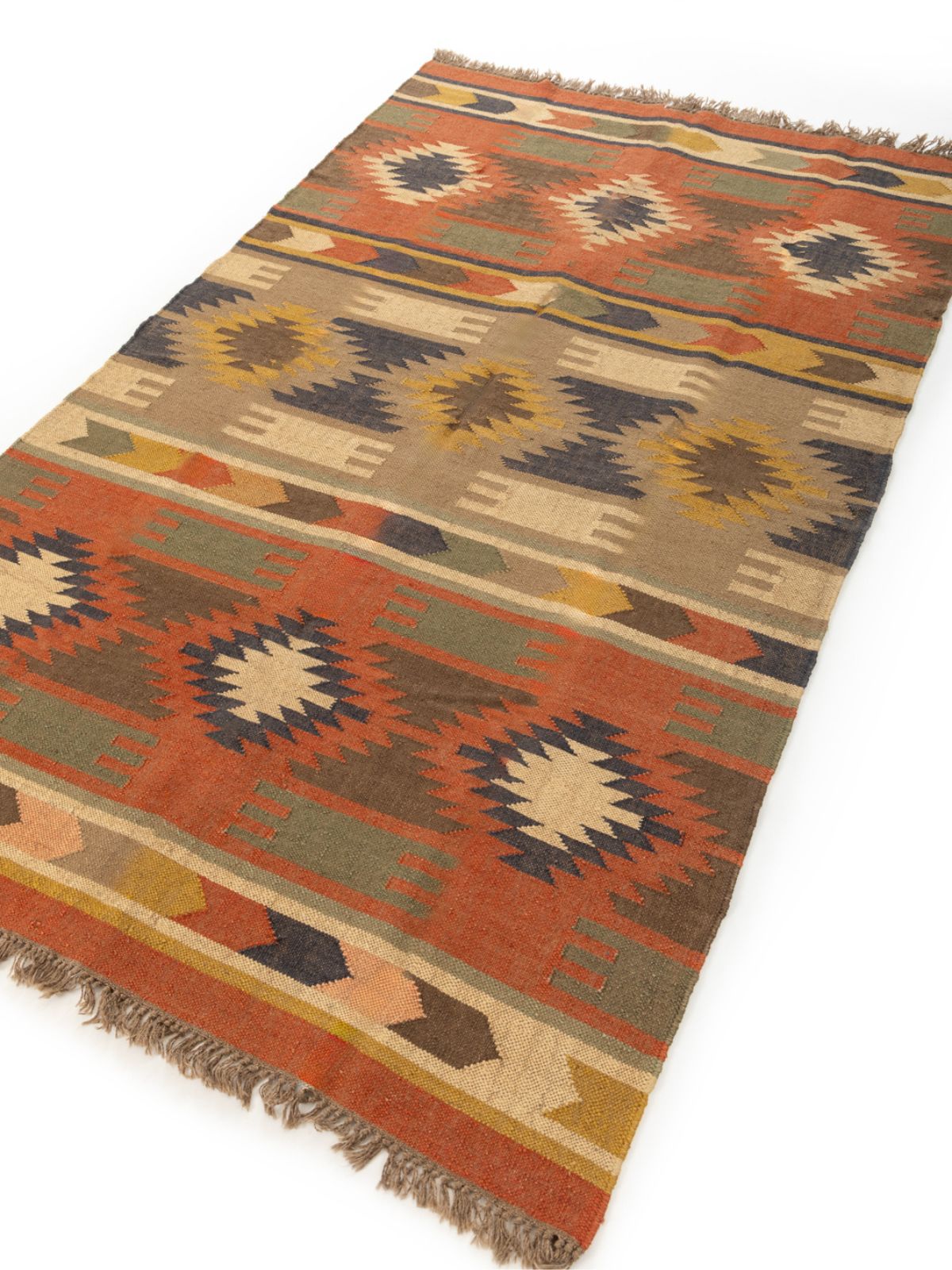 Rustic Brick Kilim Rug - additional product view showing the cotton rug