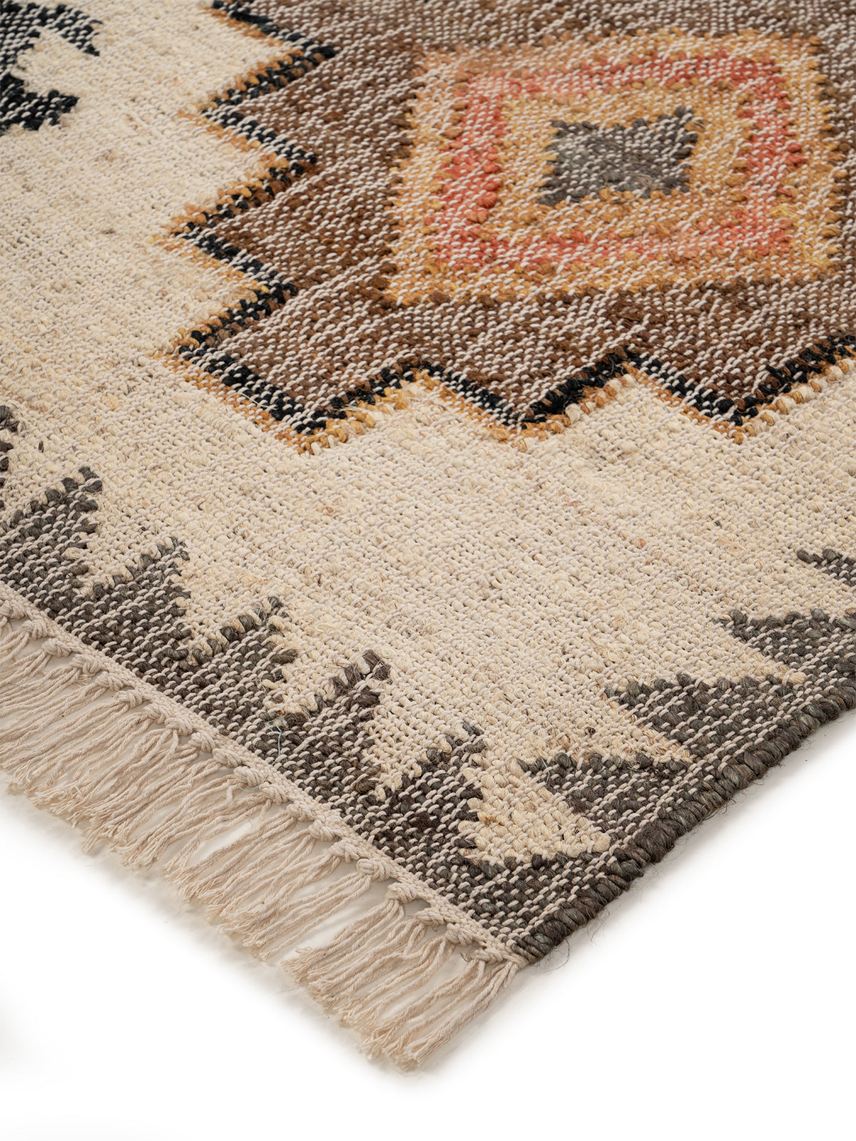 Rustic Earth Tone Jute Rug close-up showing the jute weave and surface texture