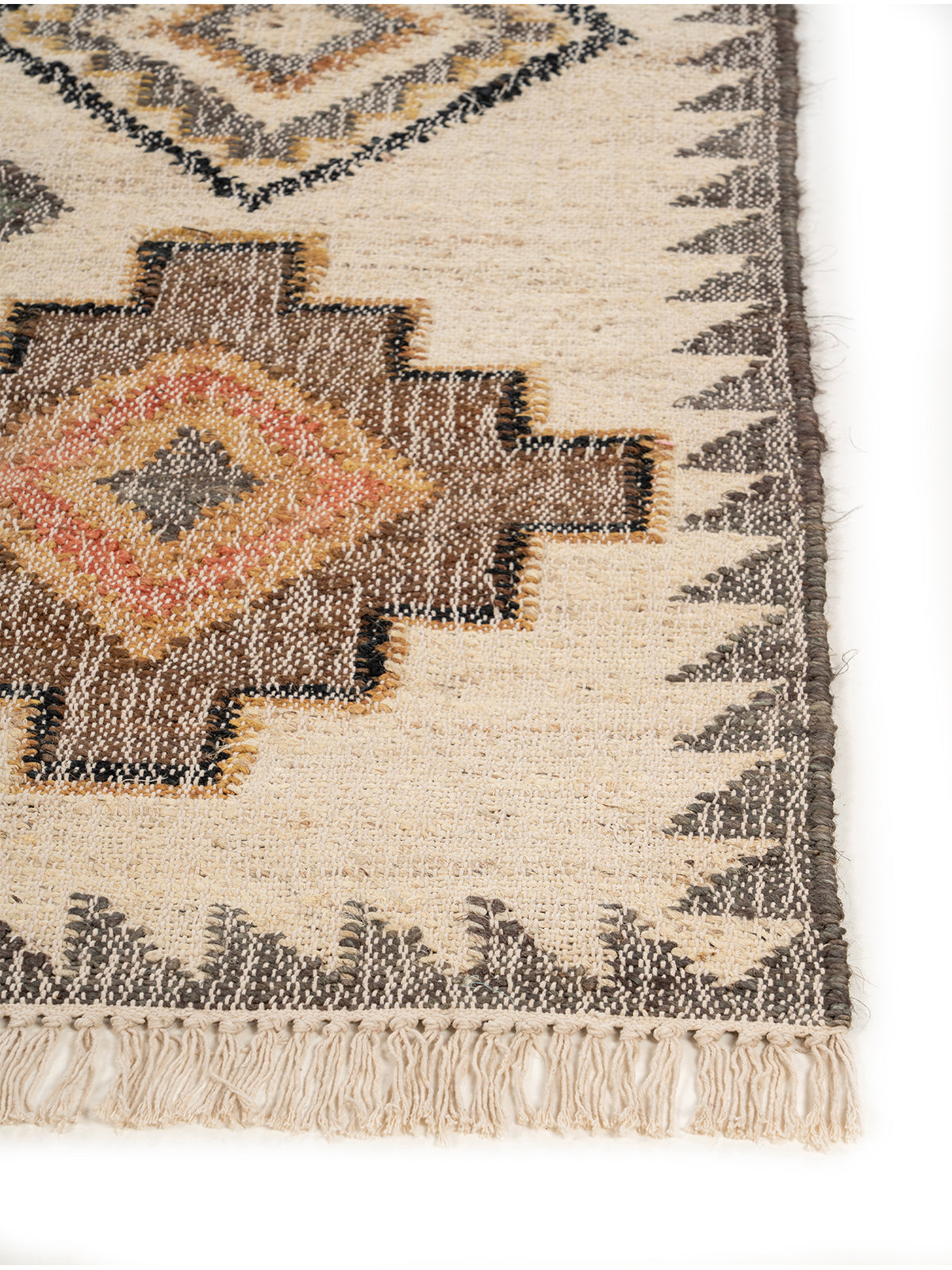 Rustic Earth Tone Jute Rug jute rug styled in a living room interior with timber and linen