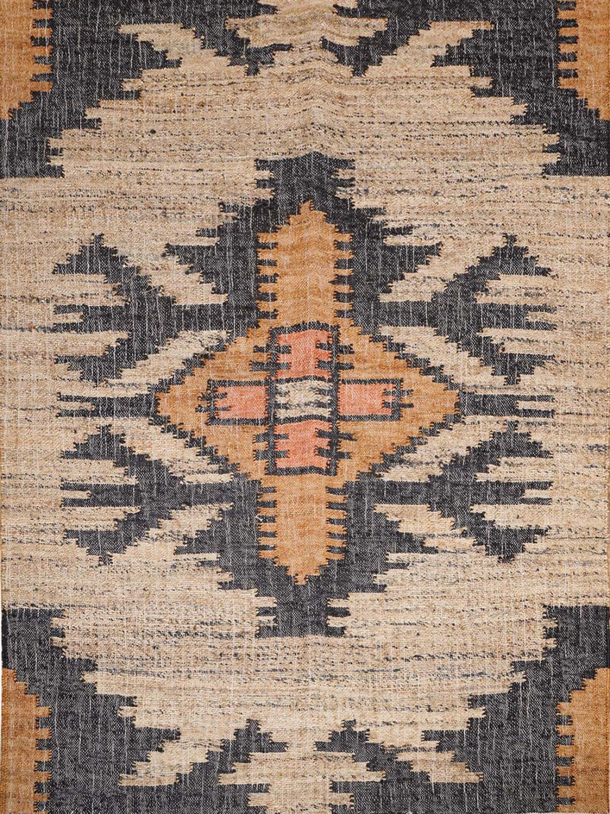 Rustic Echoes Kilim Weave Rug jute rug in brown tones