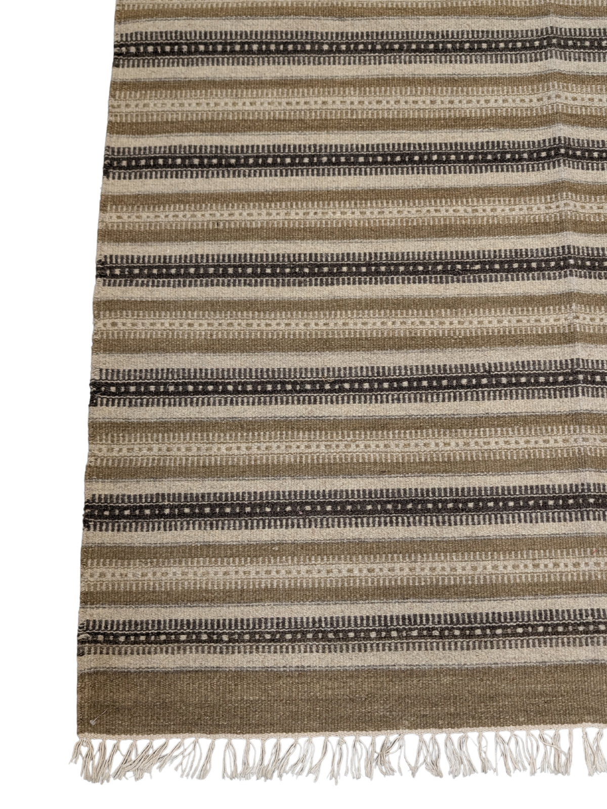 Rustic Rhythm Flatweave Rug close-up showing the cotton weave and striped pattern