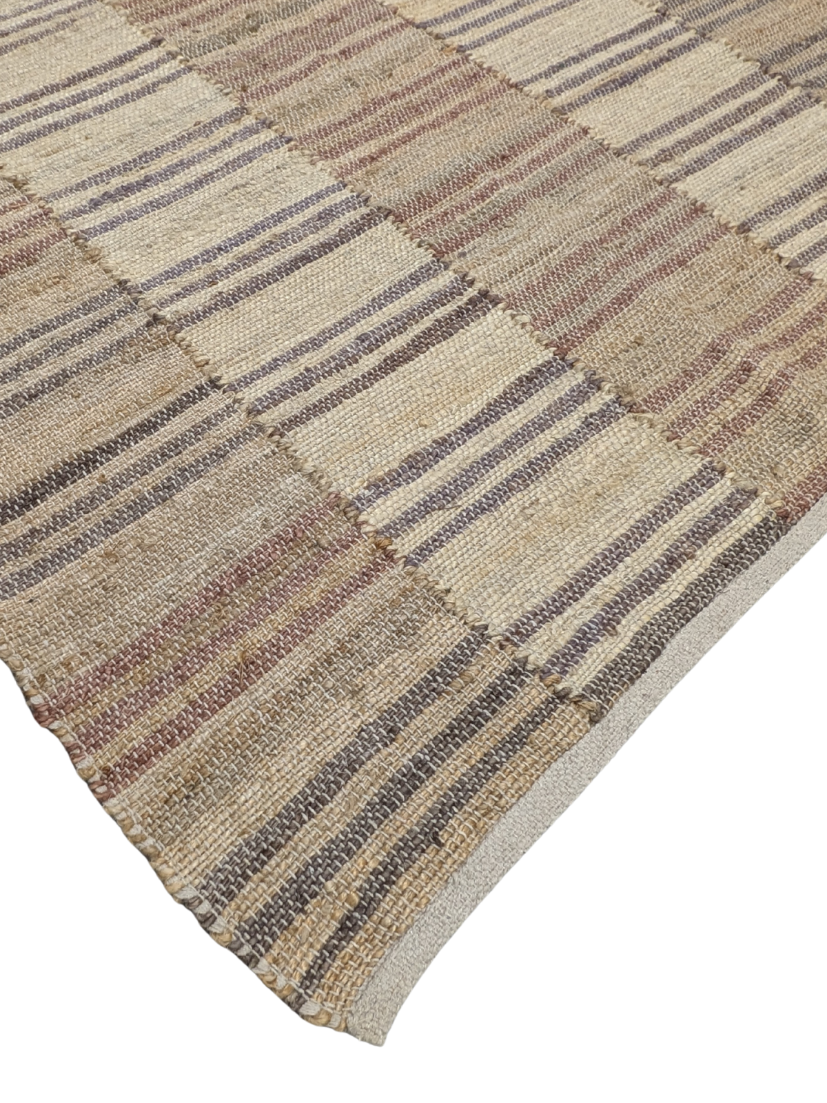 Rustic Stride Flatweave Rug close-up showing the cotton weave and striped pattern