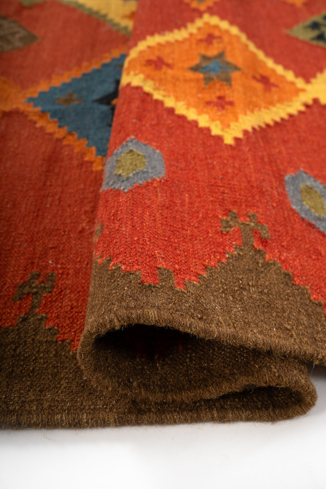 Saffron Horizon Wool Kilim Rug - additional product view showing the wool rug