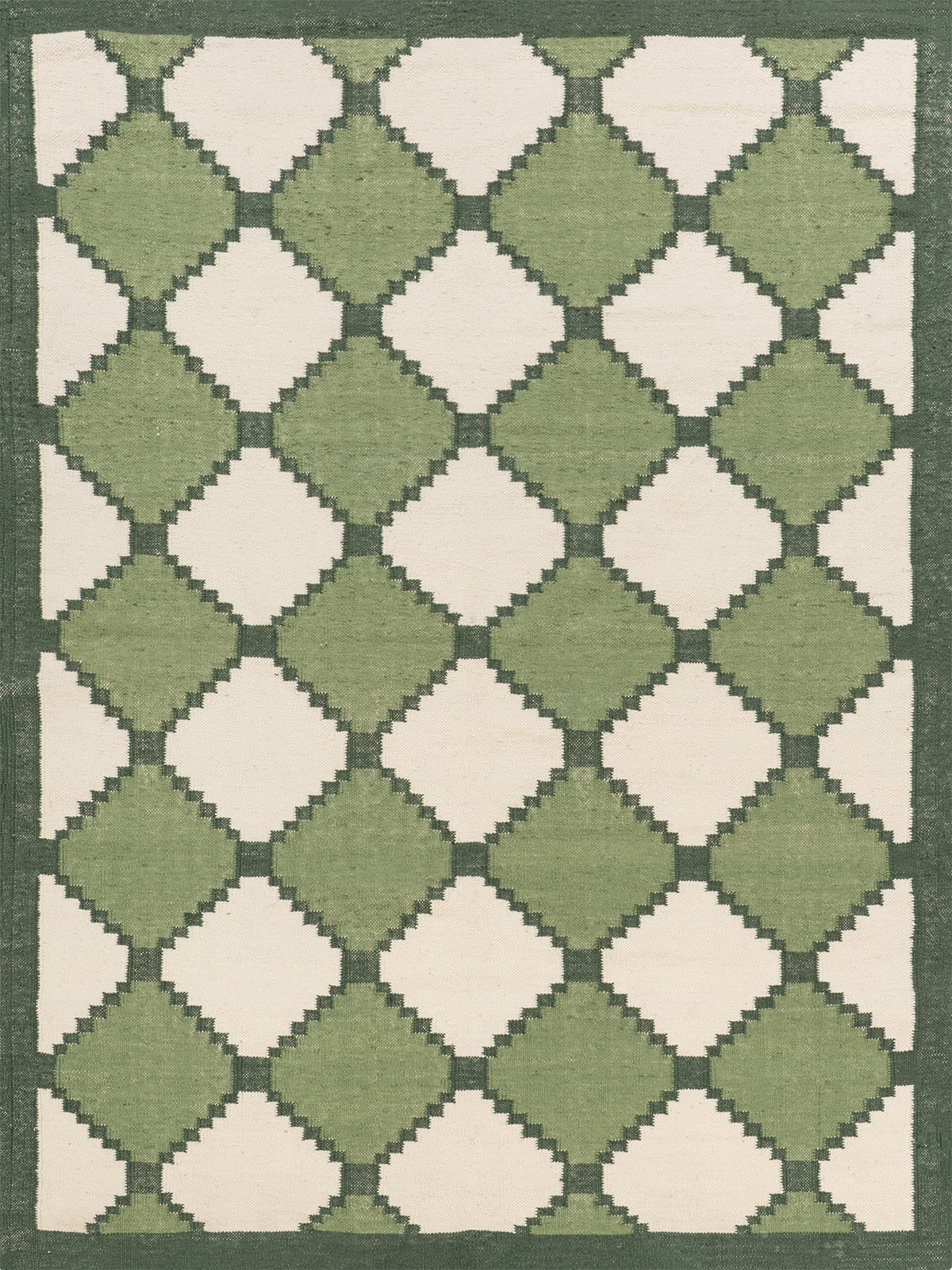 Sage Harlequin Wool Flatweave Rug wool rug in green tones