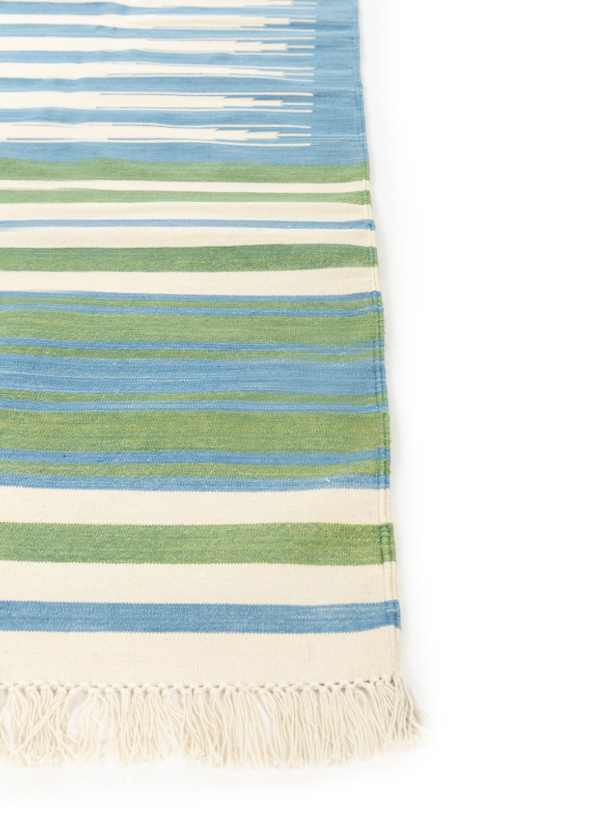 Sage Skyline Striped Rug - additional product view showing the cotton rug