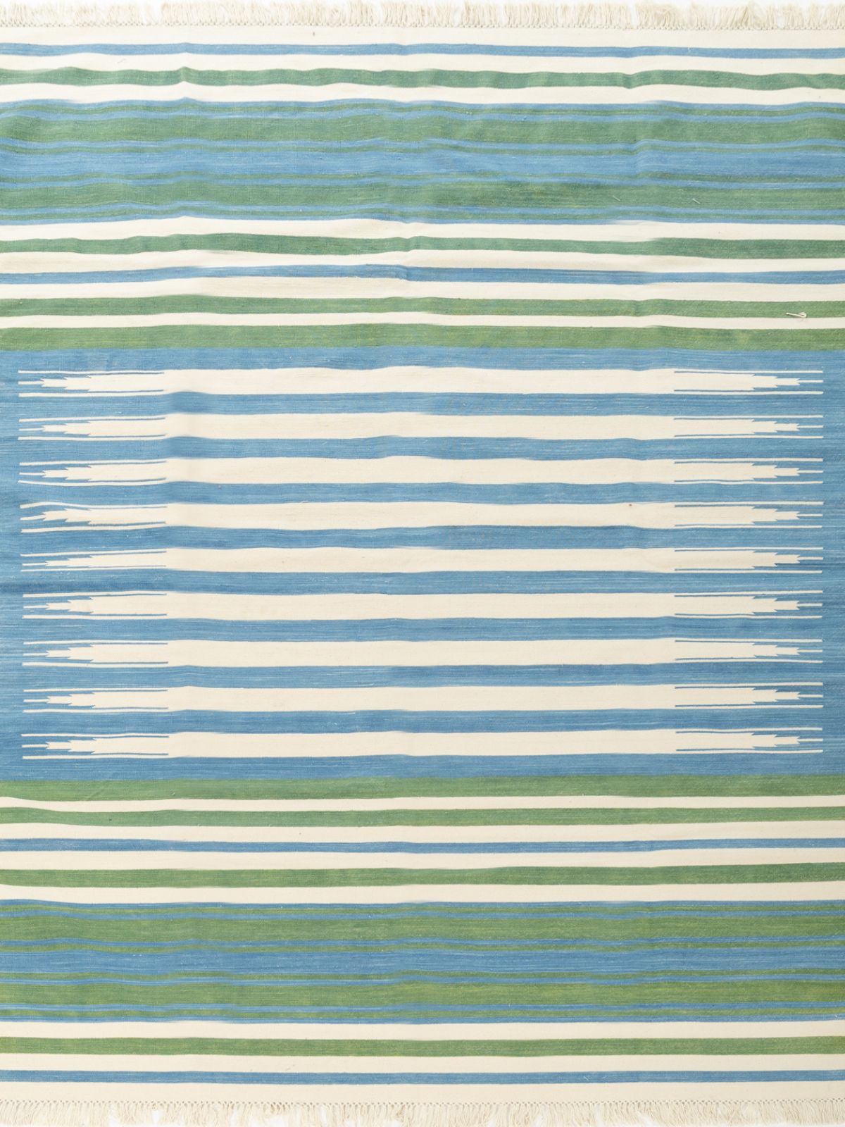 Sage Skyline Striped Rug cotton rug in green tones